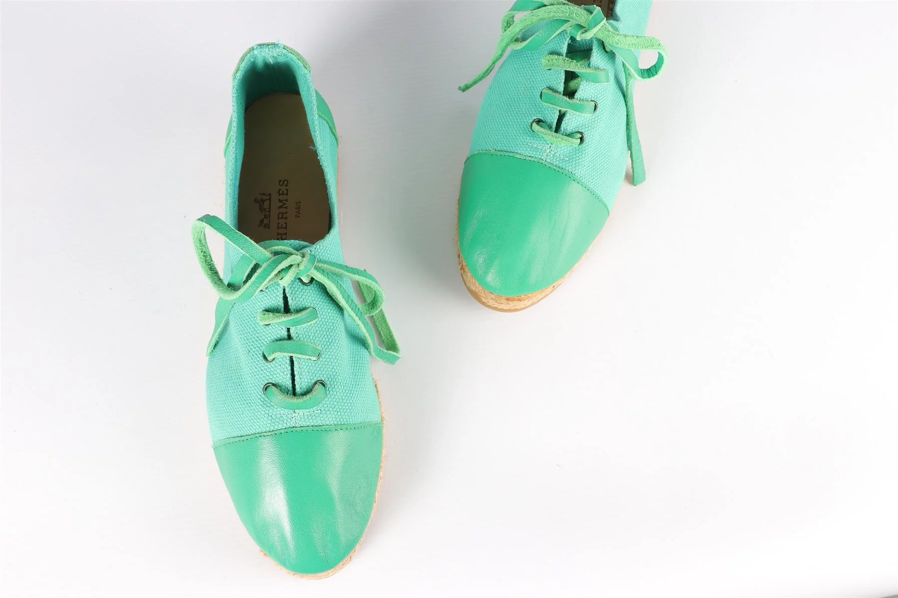 HERMÈS GREEN CANVAS ESPADRILLES EU 41, UK 8, US 11 - Image 4