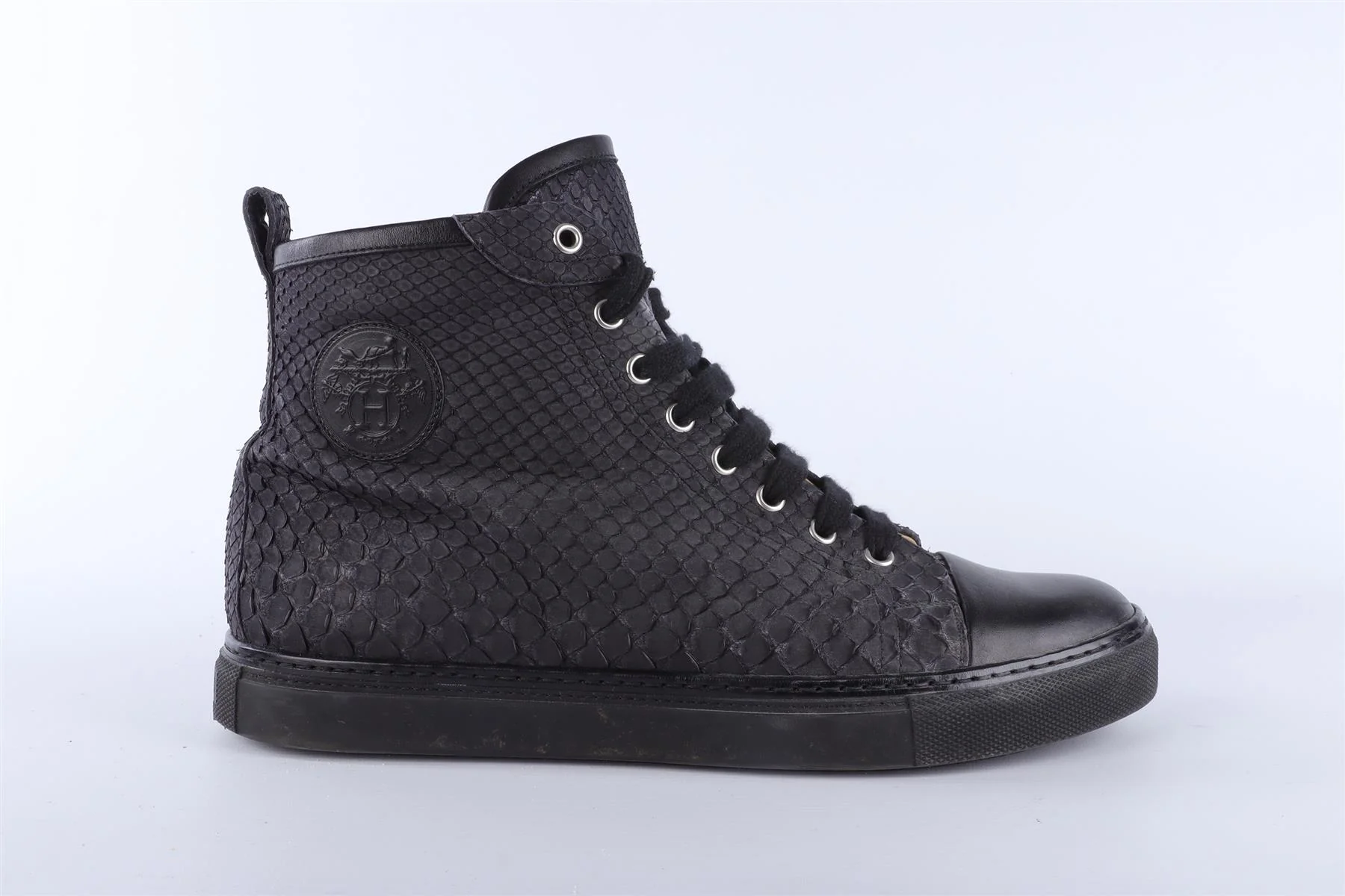 HERMÈS MEN'S BLACK LEATHER SNEAKERS EU 42 UK 8 US 9.5 - Image 2