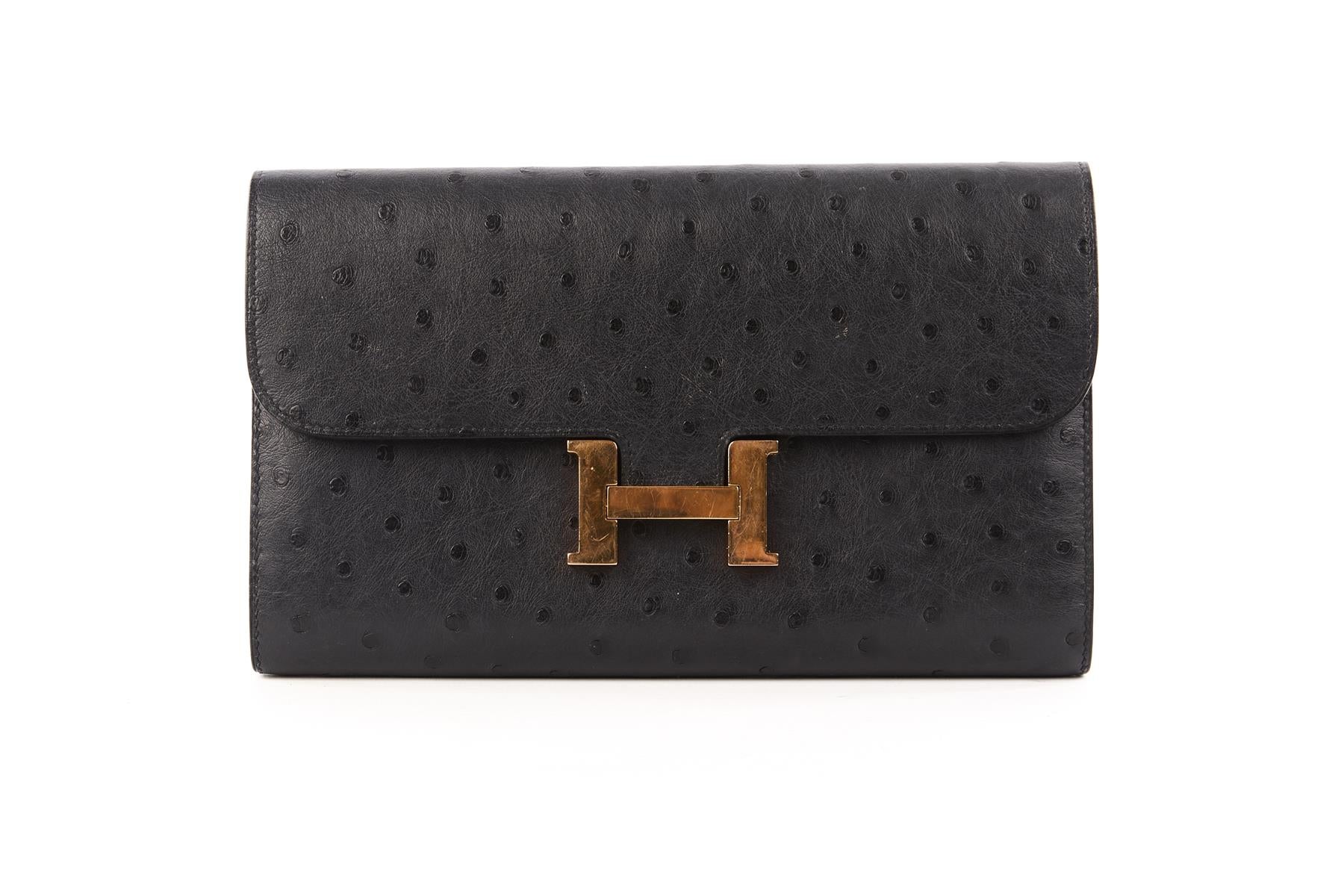 HERMÈS NAVY 2018 CONSTANCE LONG OSTRICH WALLET IN BLEU INDIGO - Image 2