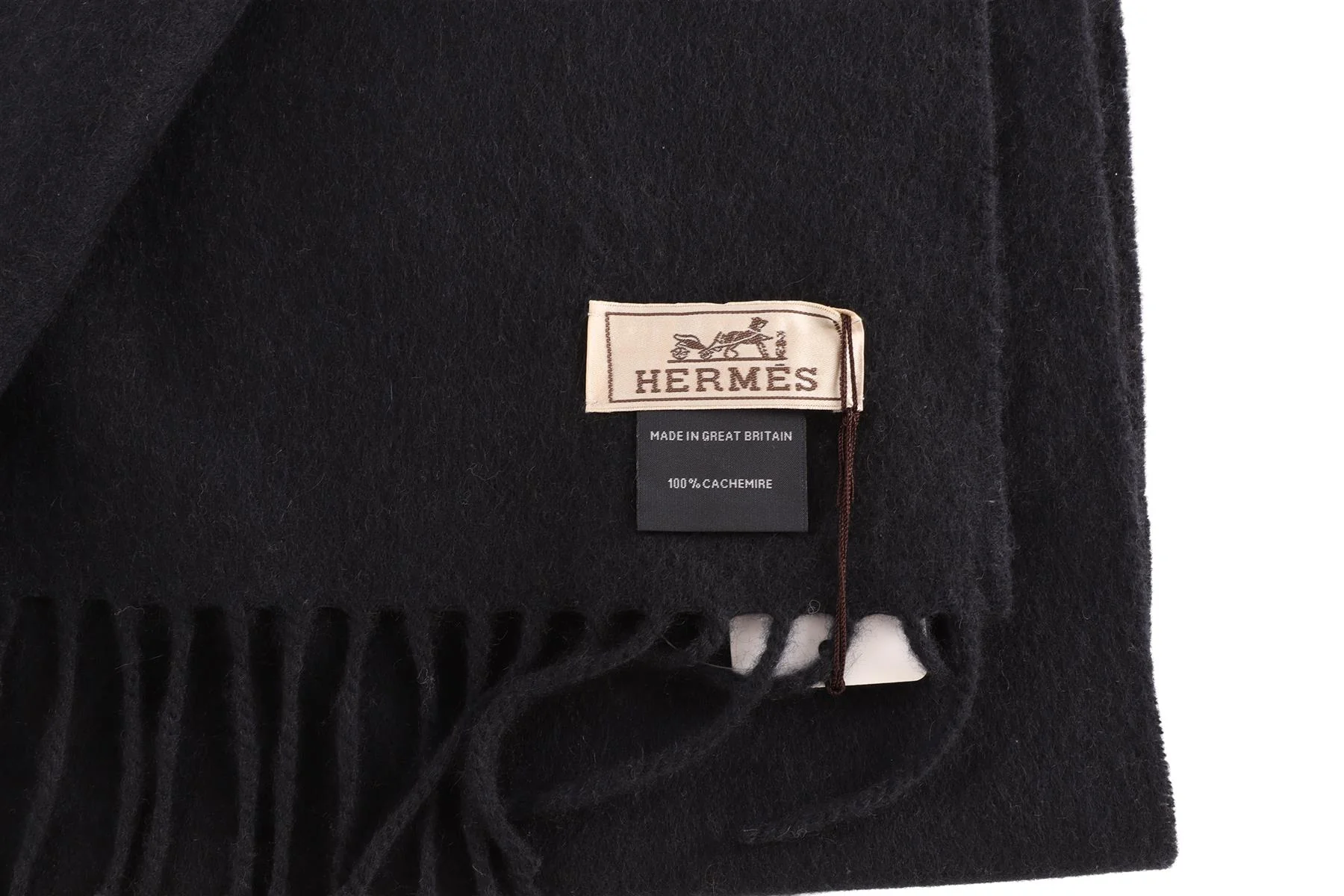 HERMÈS NAVY CASHMERE SCARF - Image 6
