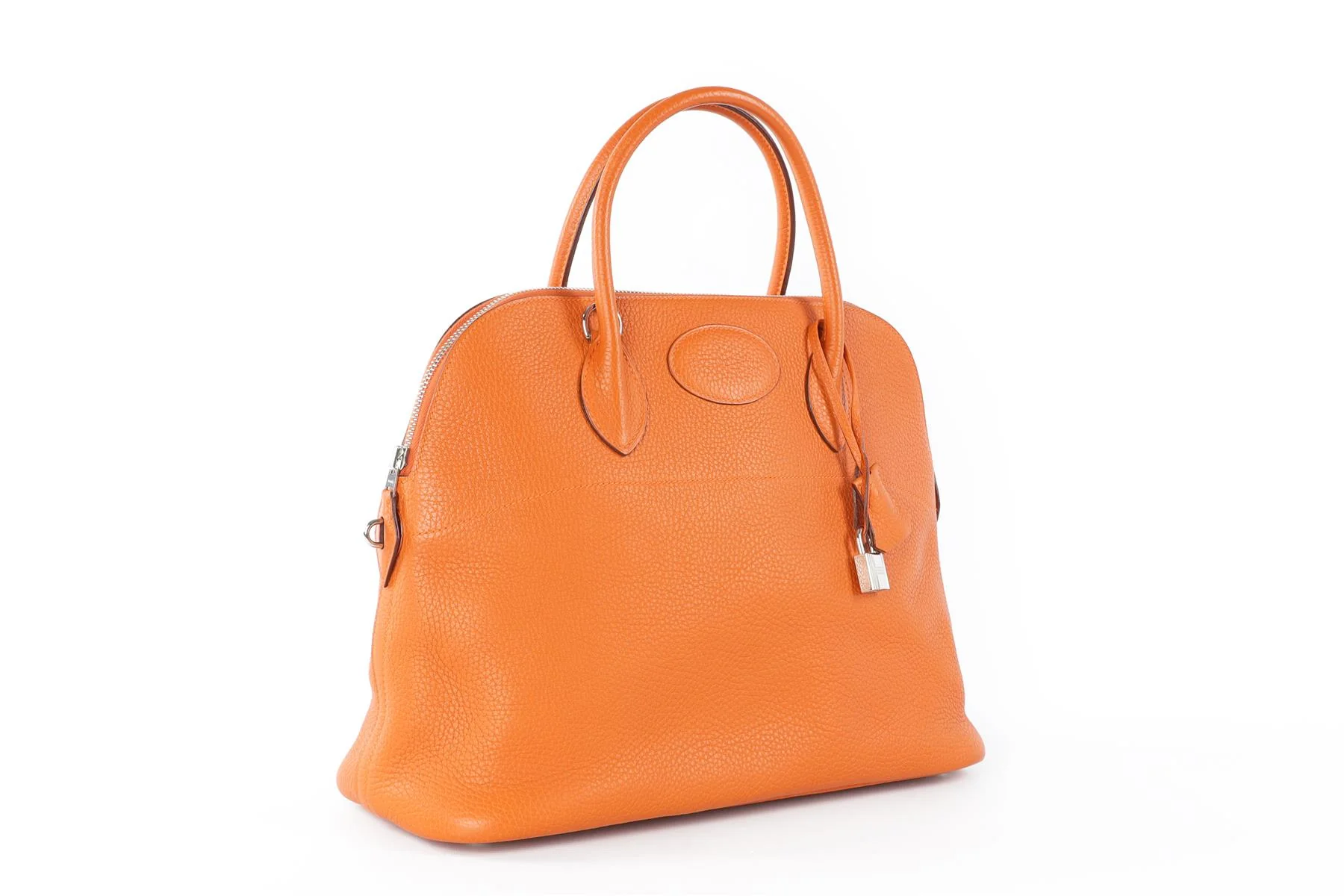 HERMÈS  ORANGE 2005 BOLIDE 35 CM CLEMENCE LEATHER TOTE BAG IN ORANGE - Image 4