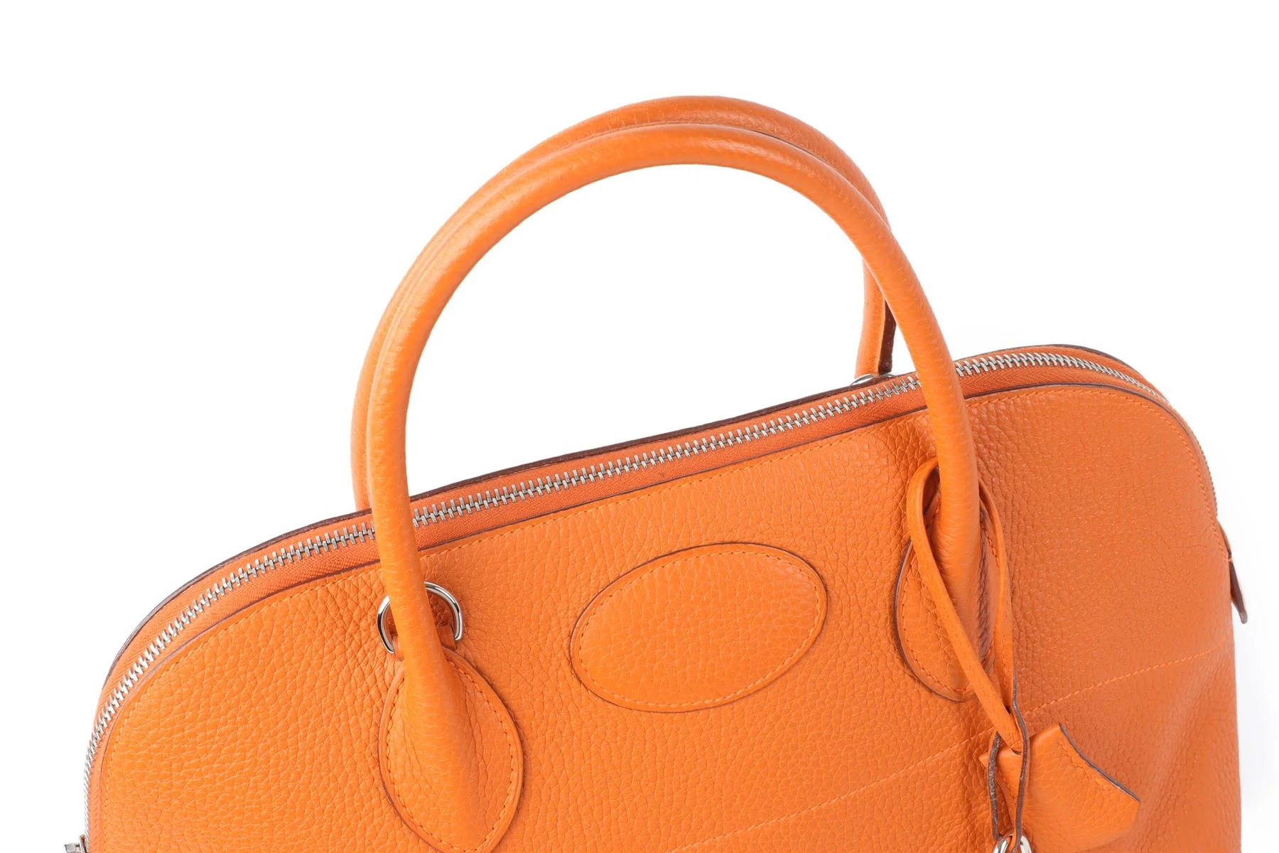 HERMÈS  ORANGE 2005 BOLIDE 35 CM CLEMENCE LEATHER TOTE BAG IN ORANGE - Image 9