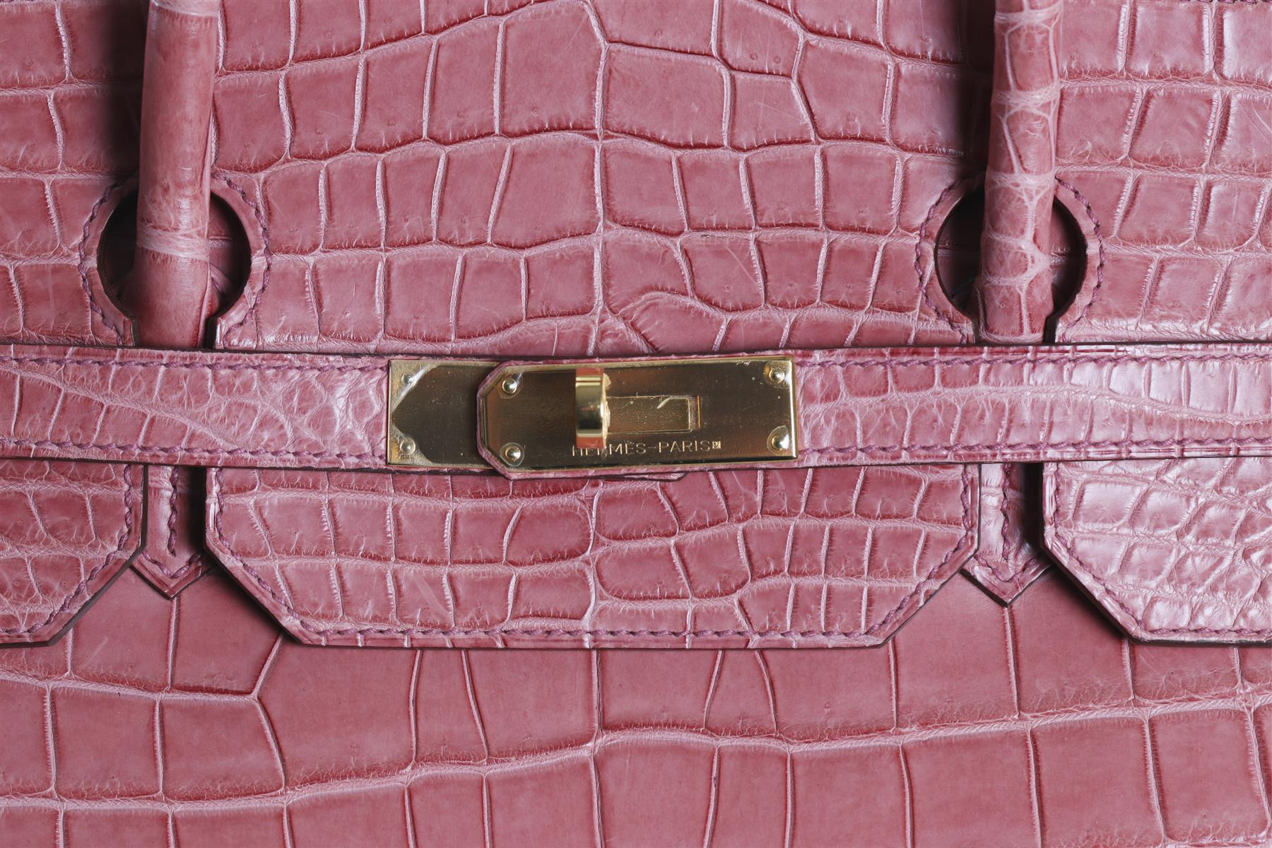HERMÈS PINK 2013 BIRKIN 40CM MATTE ALLIGATOR LEATHER BAG - Image 9