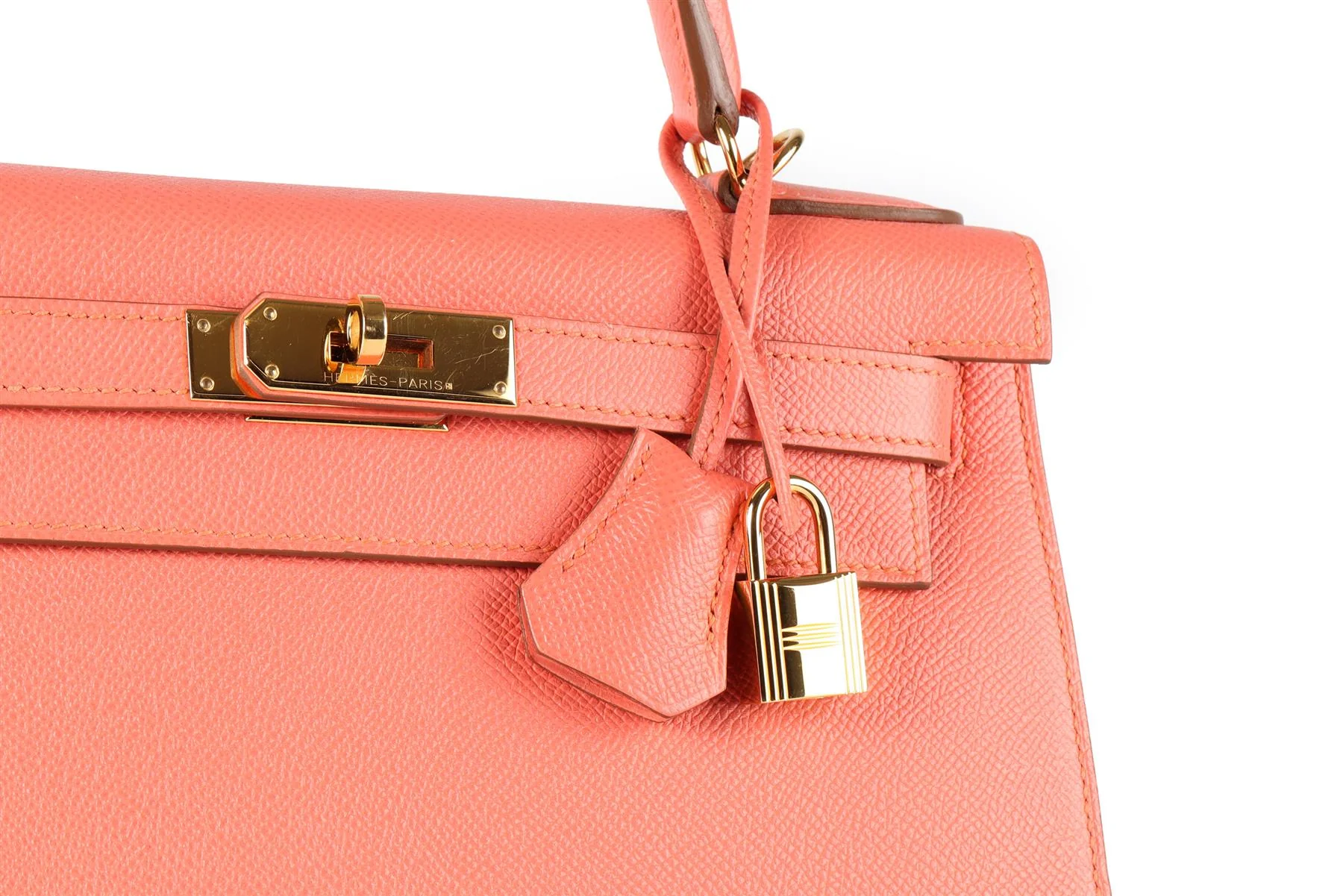 HERMÈS PINK 2014 KELLY SELLIER 28 CM EPSOM LEATHER BAG IN FLAMINGO - Image 8