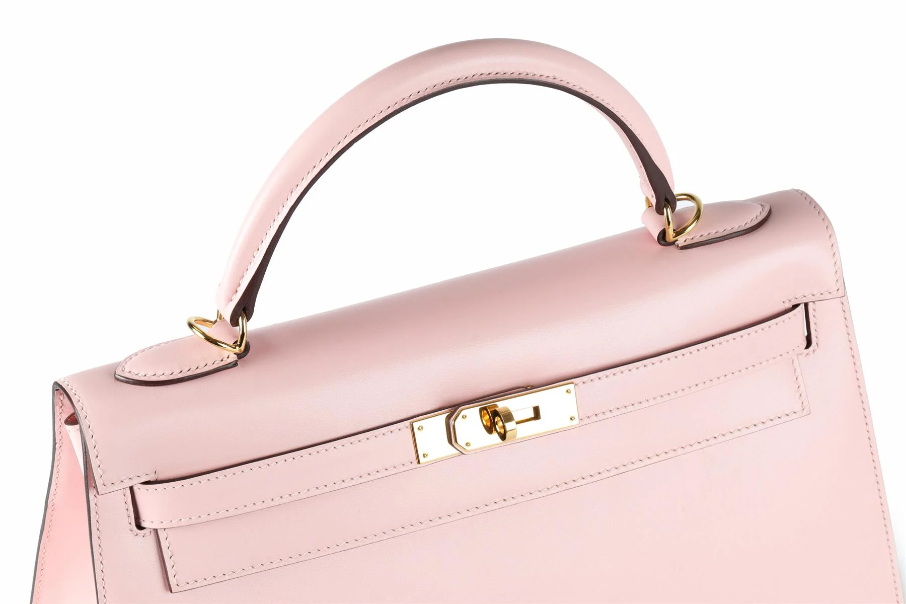 HERMÈS PINK 2017 KELLY SELLIER 32 CM TADELAKT LEATHER BAG IN ROSE SAKURA - Image 8