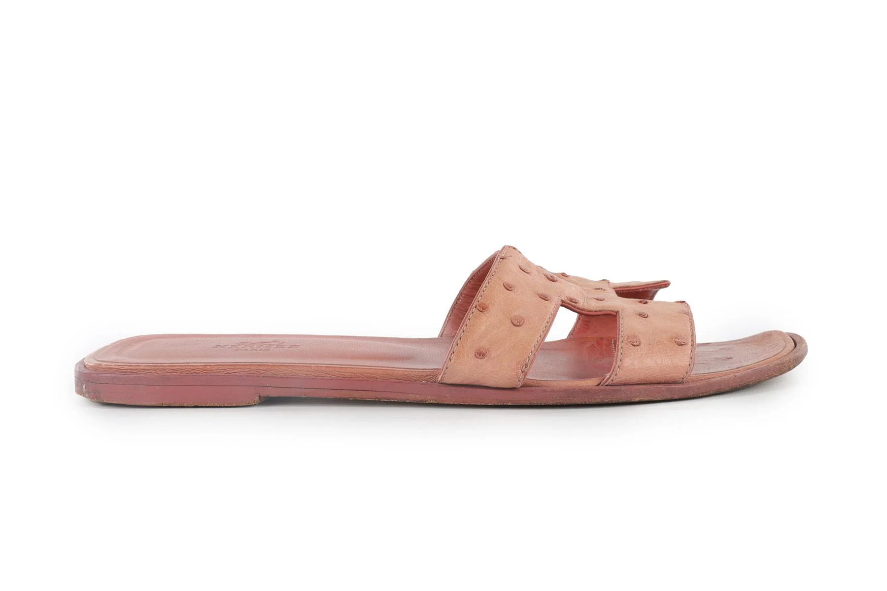 HERMÈS PINK ORAN OSTRICH SANDALS EU 38 UK 5 US 8 - Image 2