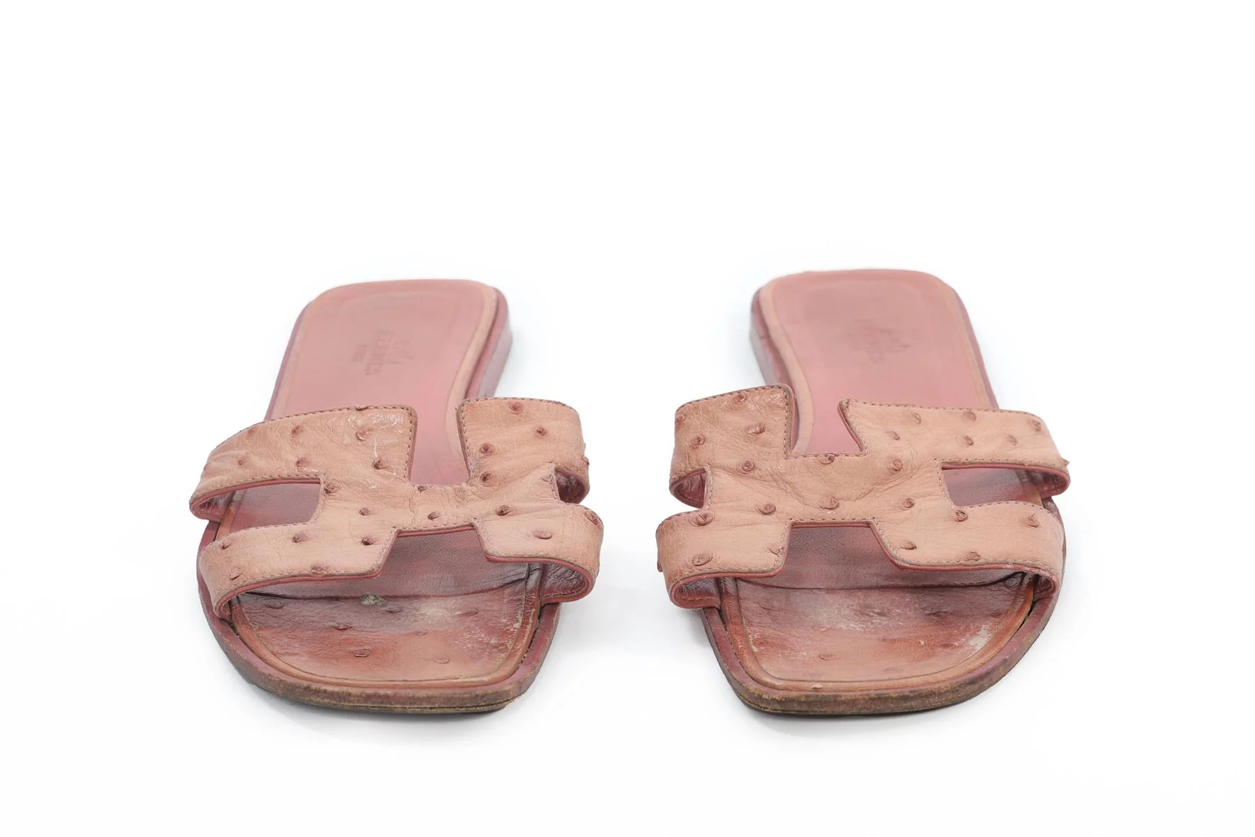 HERMÈS PINK ORAN OSTRICH SANDALS EU 38 UK 5 US 8 - Image 3