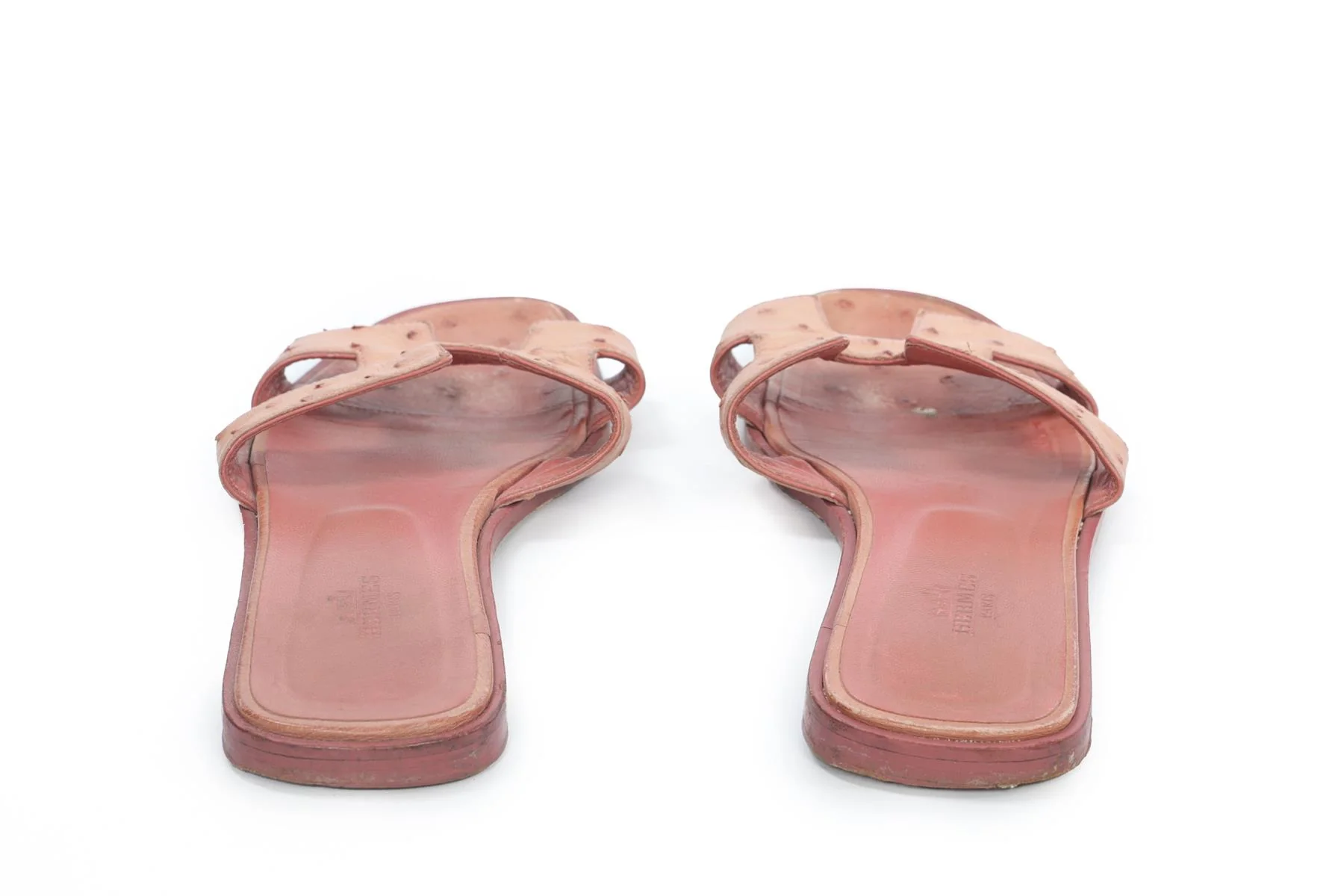 HERMÈS PINK ORAN OSTRICH SANDALS EU 38 UK 5 US 8 - Image 5