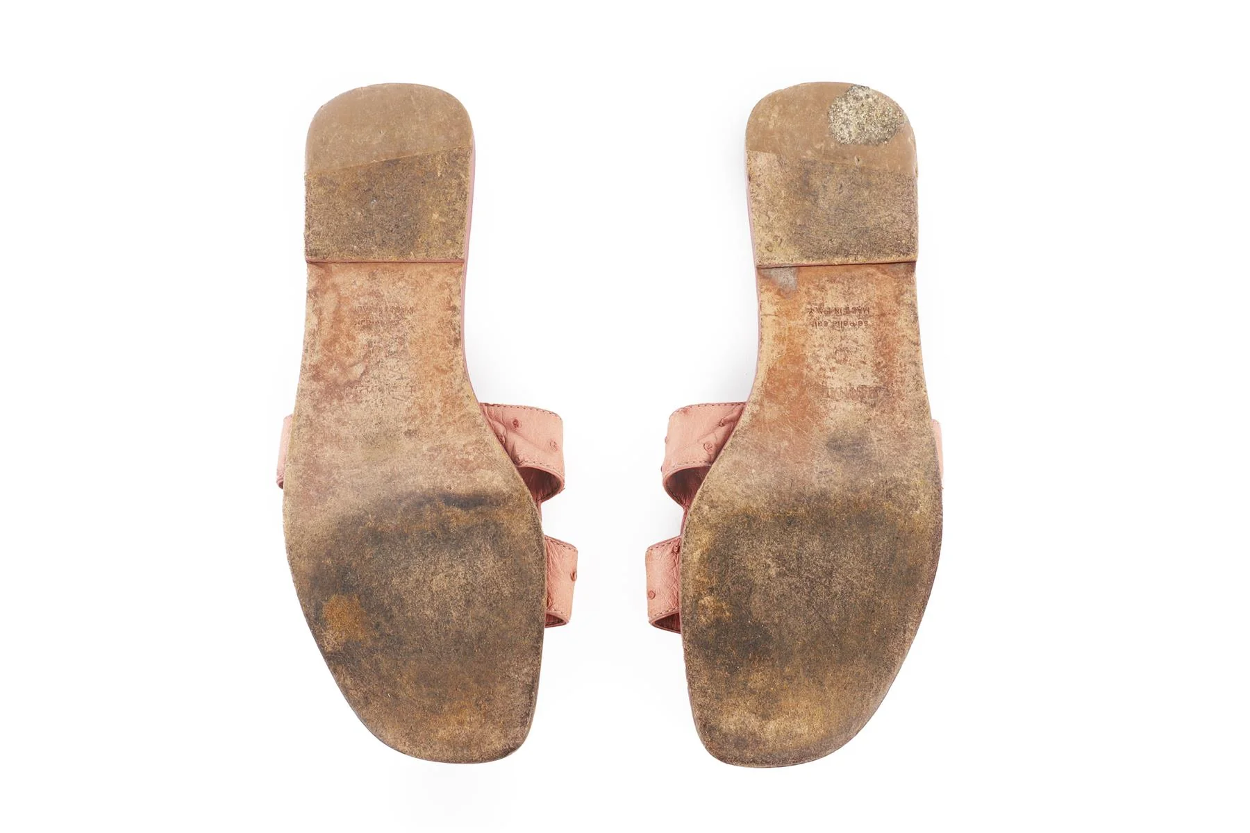 HERMÈS PINK ORAN OSTRICH SANDALS EU 38 UK 5 US 8 - Image 6
