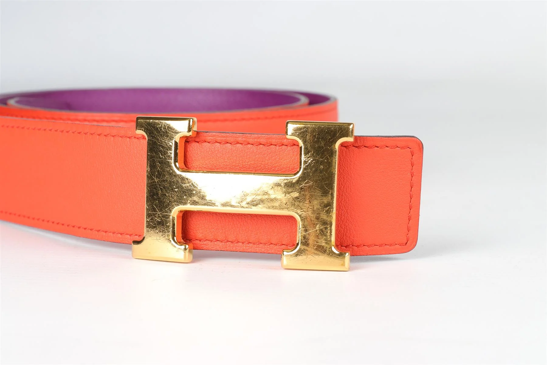 HERMÈS RED AND PURPLE 2013 H 32MM LEATHER BELT - Image 3