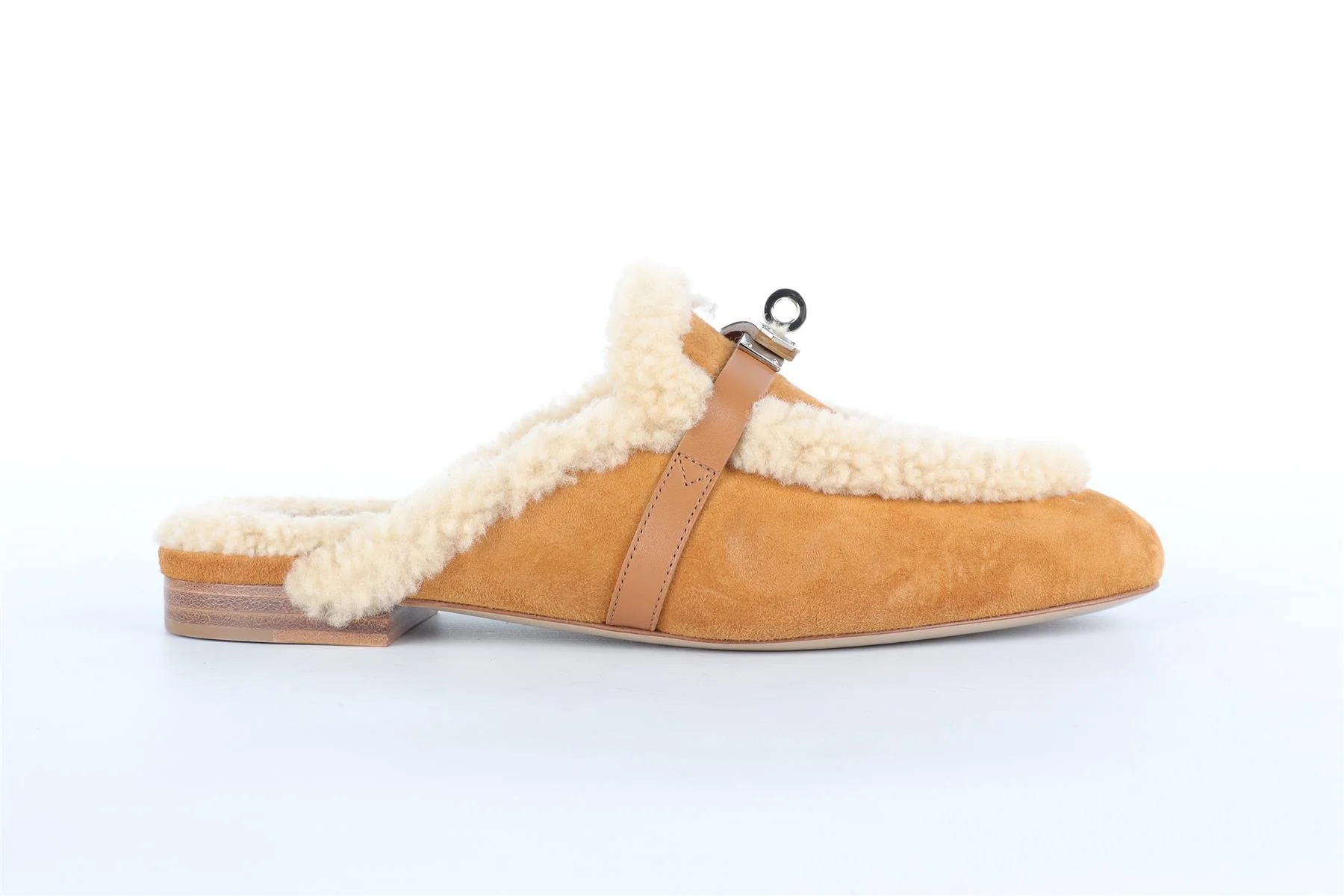 HERMÈS TAN OZ SHEARLING AND SUEDE MULES EU 38 UK 5 US 8 - Image 2
