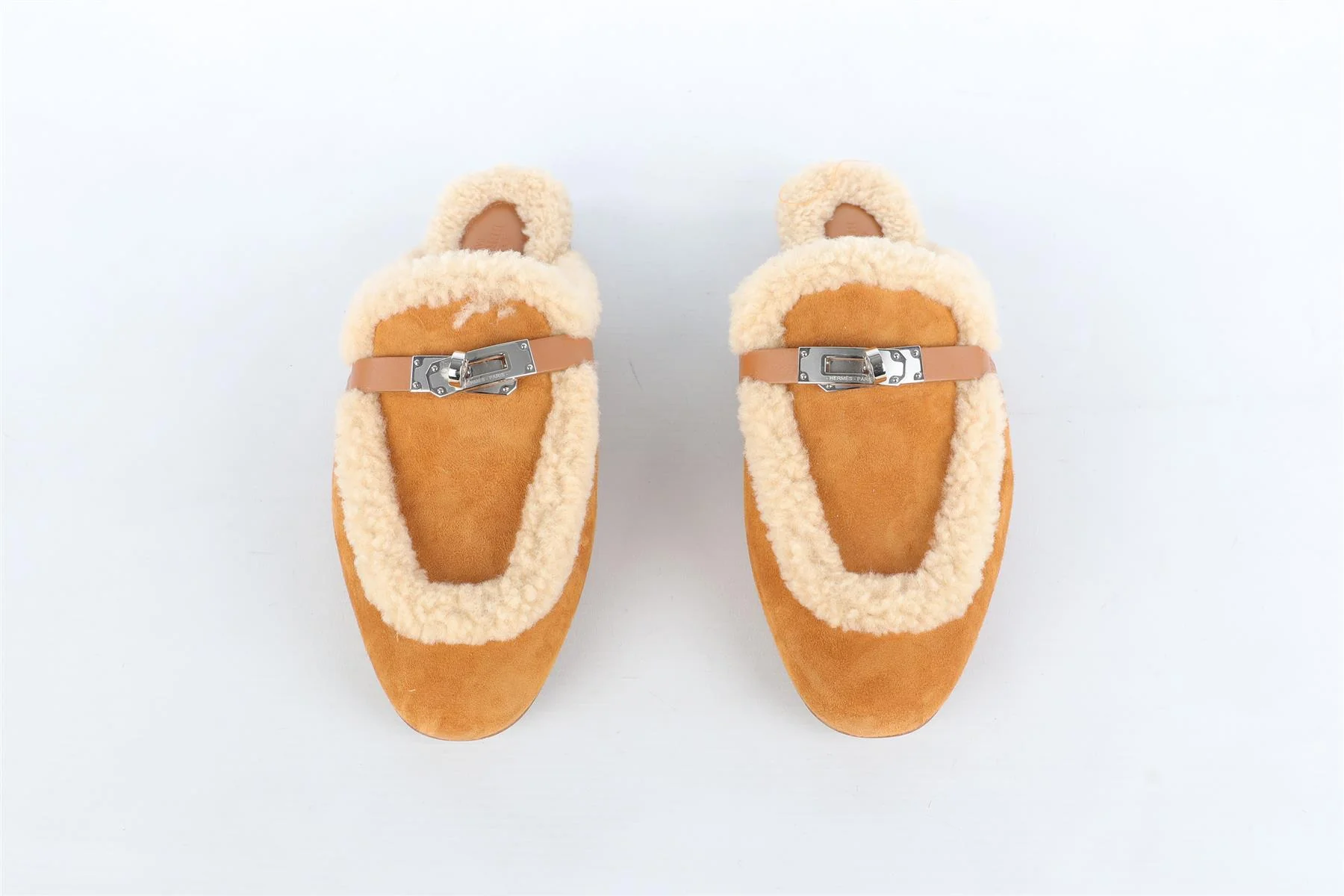 HERMÈS TAN OZ SHEARLING AND SUEDE MULES EU 38 UK 5 US 8 - Image 3