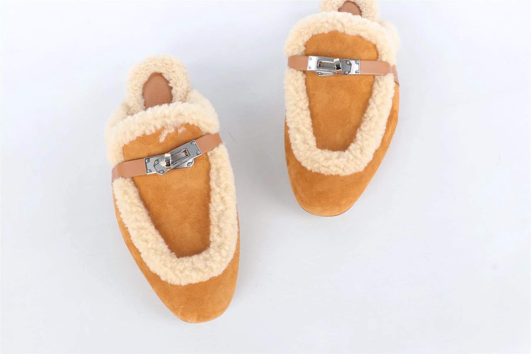 HERMÈS TAN OZ SHEARLING AND SUEDE MULES EU 38 UK 5 US 8 - Image 4