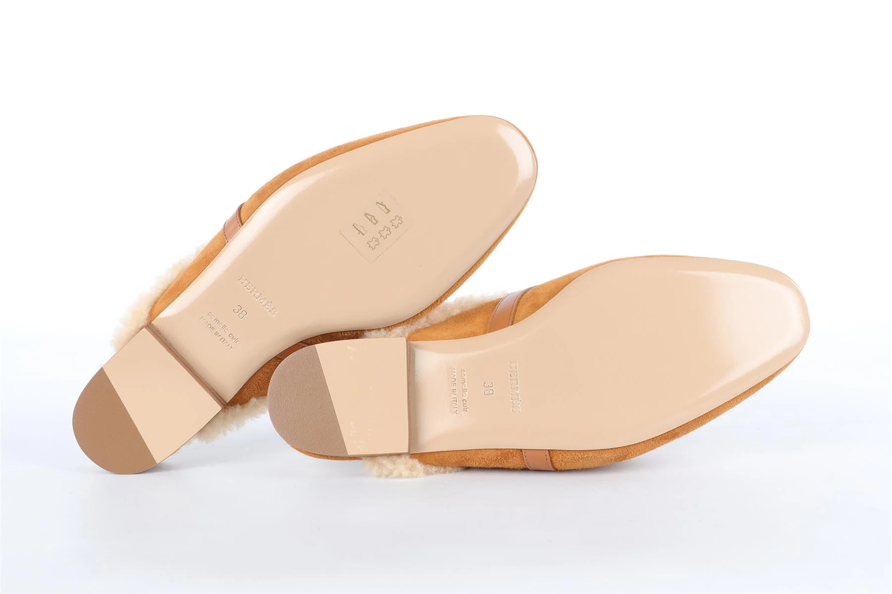 HERMÈS TAN OZ SHEARLING AND SUEDE MULES EU 38 UK 5 US 8 - Image 6