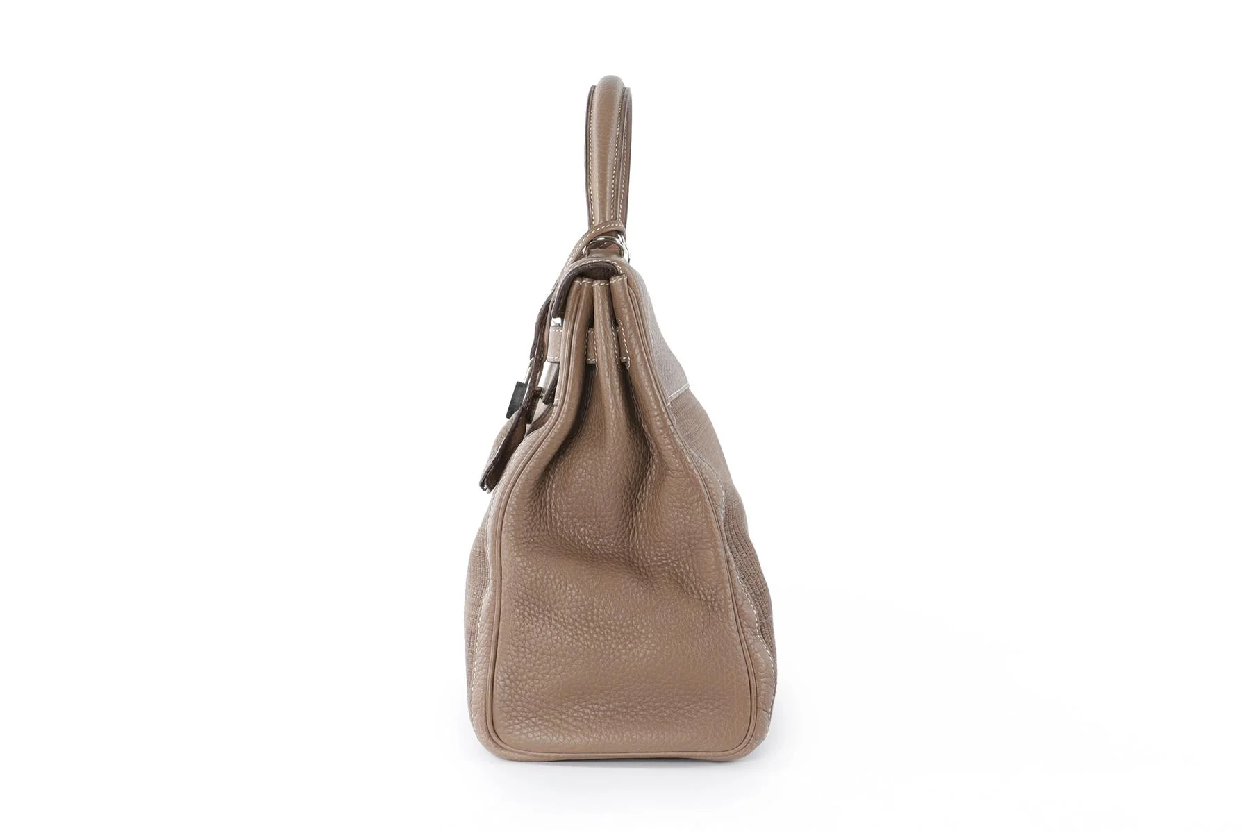 HERMÈS  TAUPE 2005 KELLY 35 CM CLEMENCE LEATHER AND HORSEHAIR BAG IN ETOUPE - Image 5