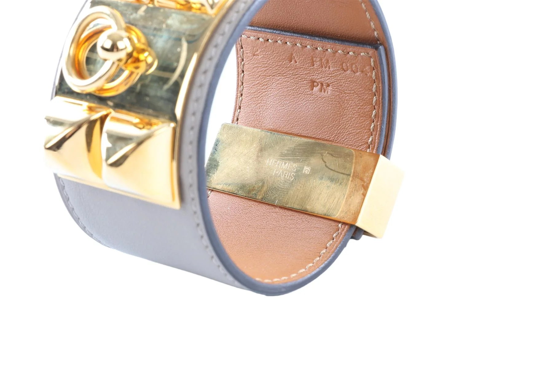 HERMÈS TAUPE 2017 COLLIER DE CHIEN LEATHER BRACELET 2 - Image 5