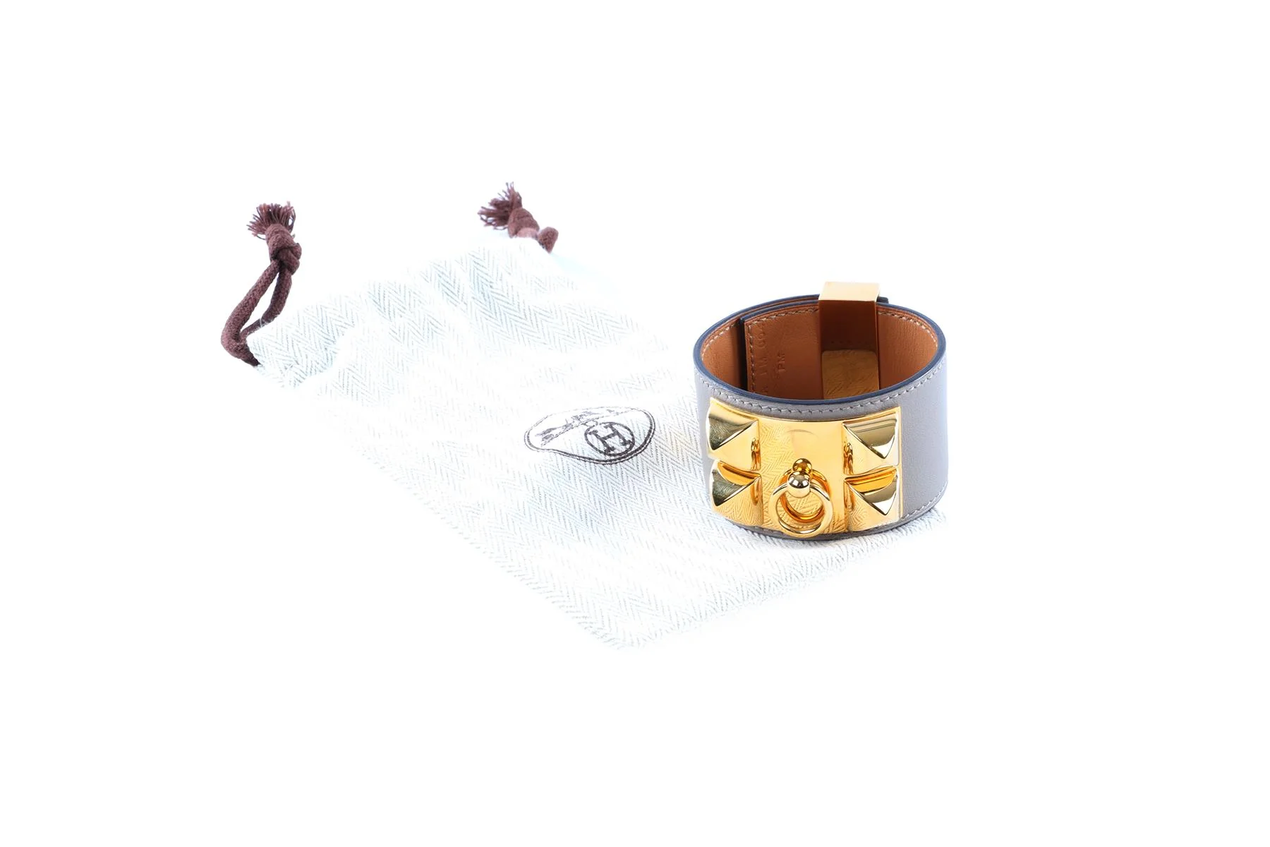 HERMÈS TAUPE 2017 COLLIER DE CHIEN LEATHER BRACELET 2 - Image 6