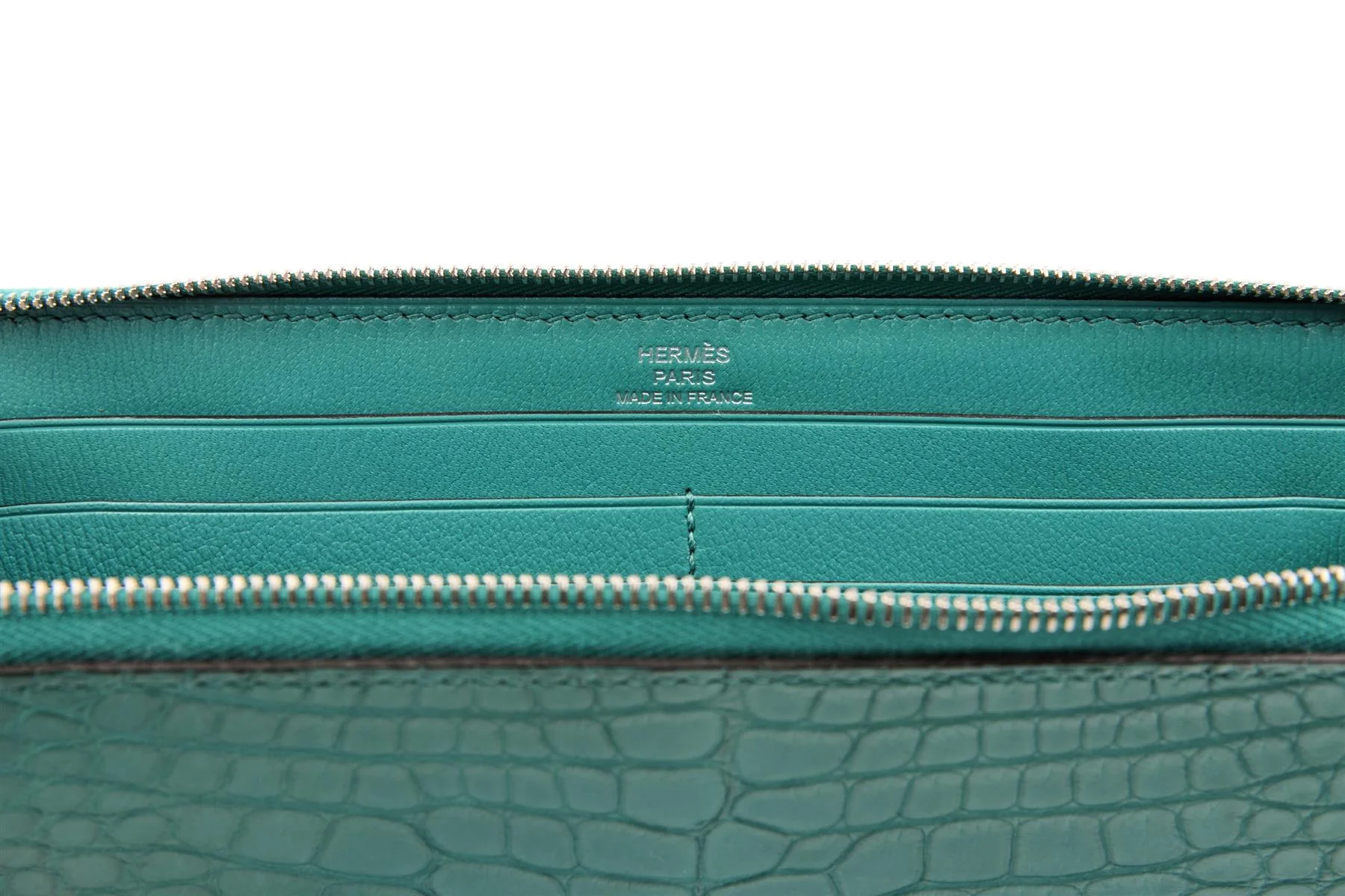 HERMĂS TURQUOISE 2017 AZAP CLASSIC MATTE ALLIGATOR MISSISSIPPIENSIS WALLET - Image 10