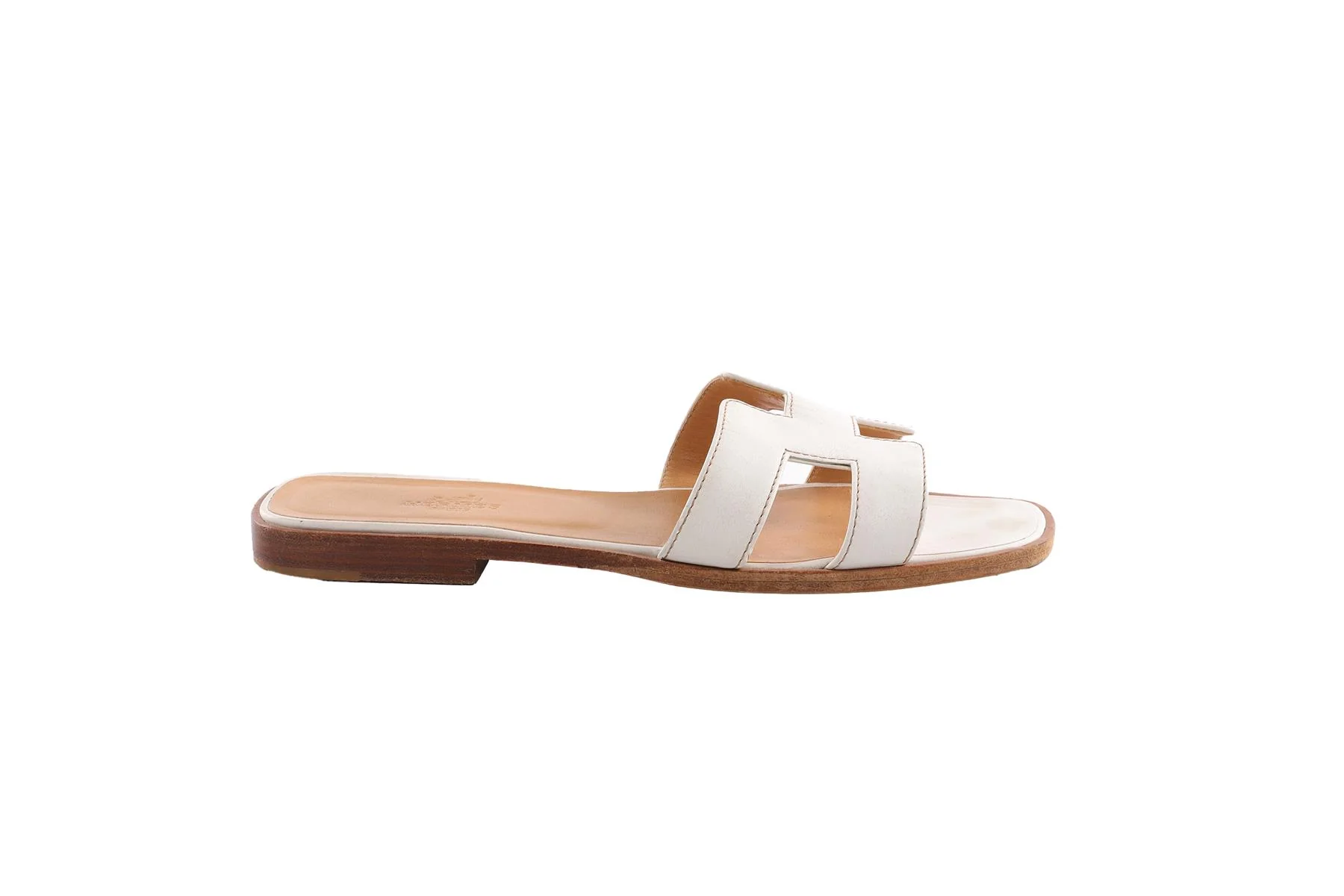 HERMÈS WHITE ORAN LEATHER SANDALS EU 38 - Image 2