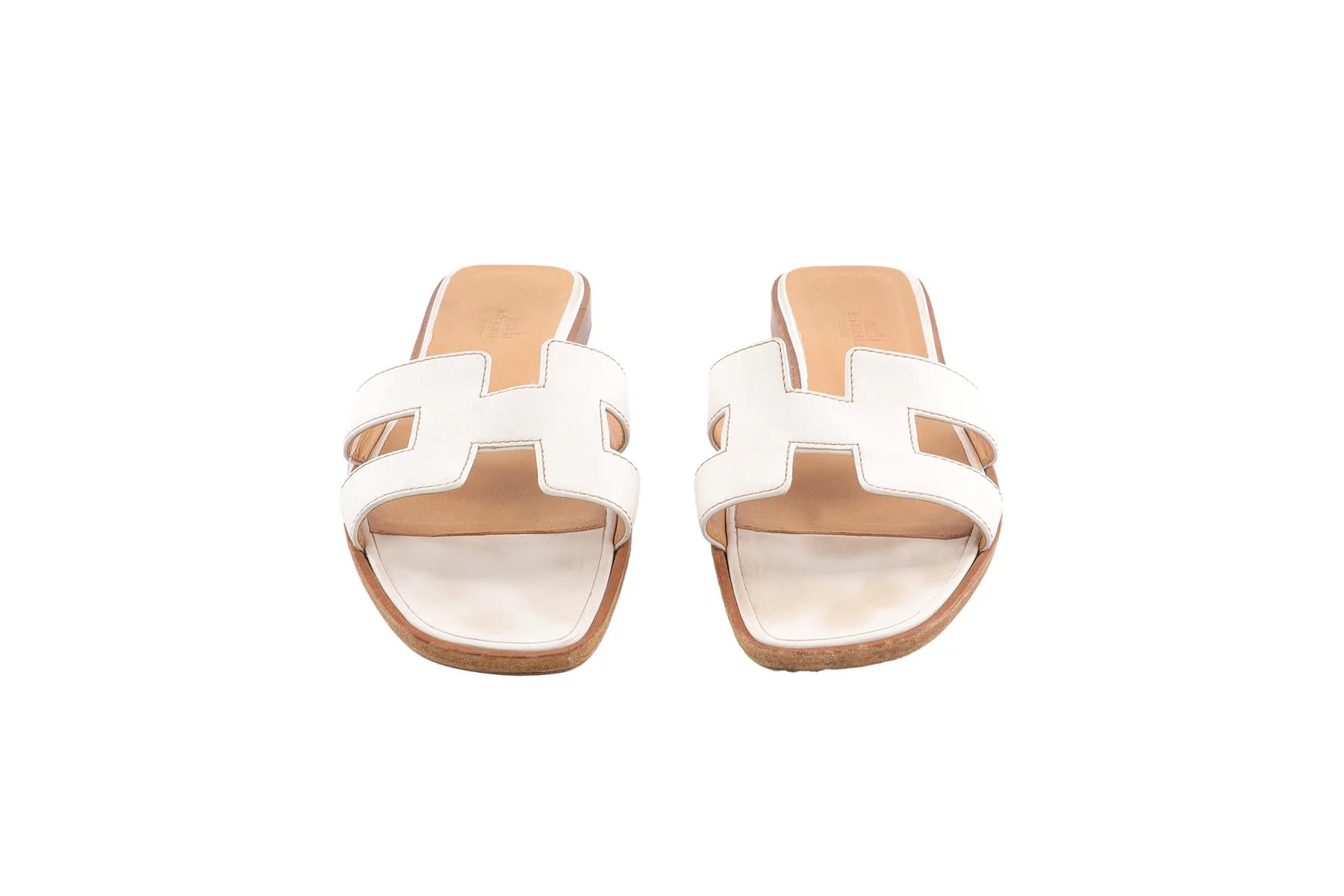 HERMÈS WHITE ORAN LEATHER SANDALS EU 38 - Image 3