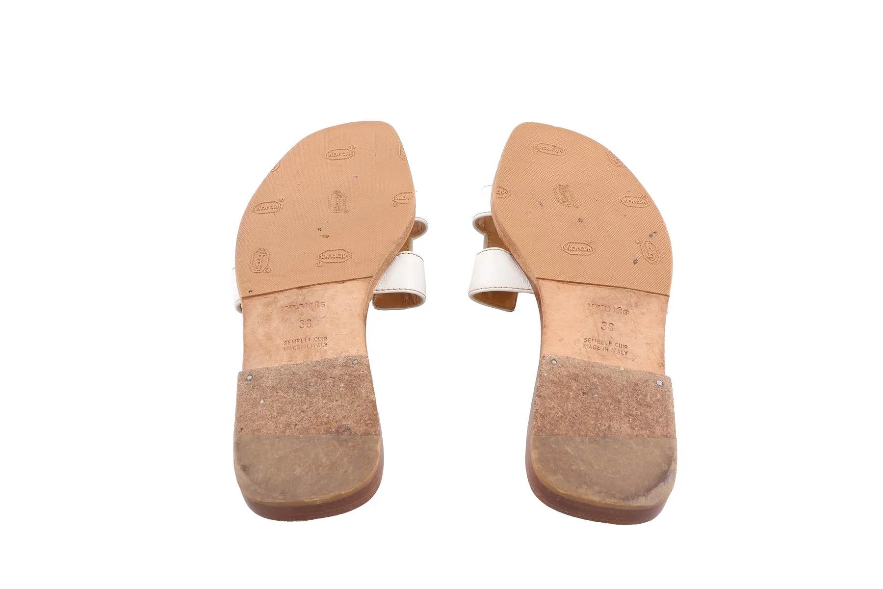 HERMÈS WHITE ORAN LEATHER SANDALS EU 38 - Image 6