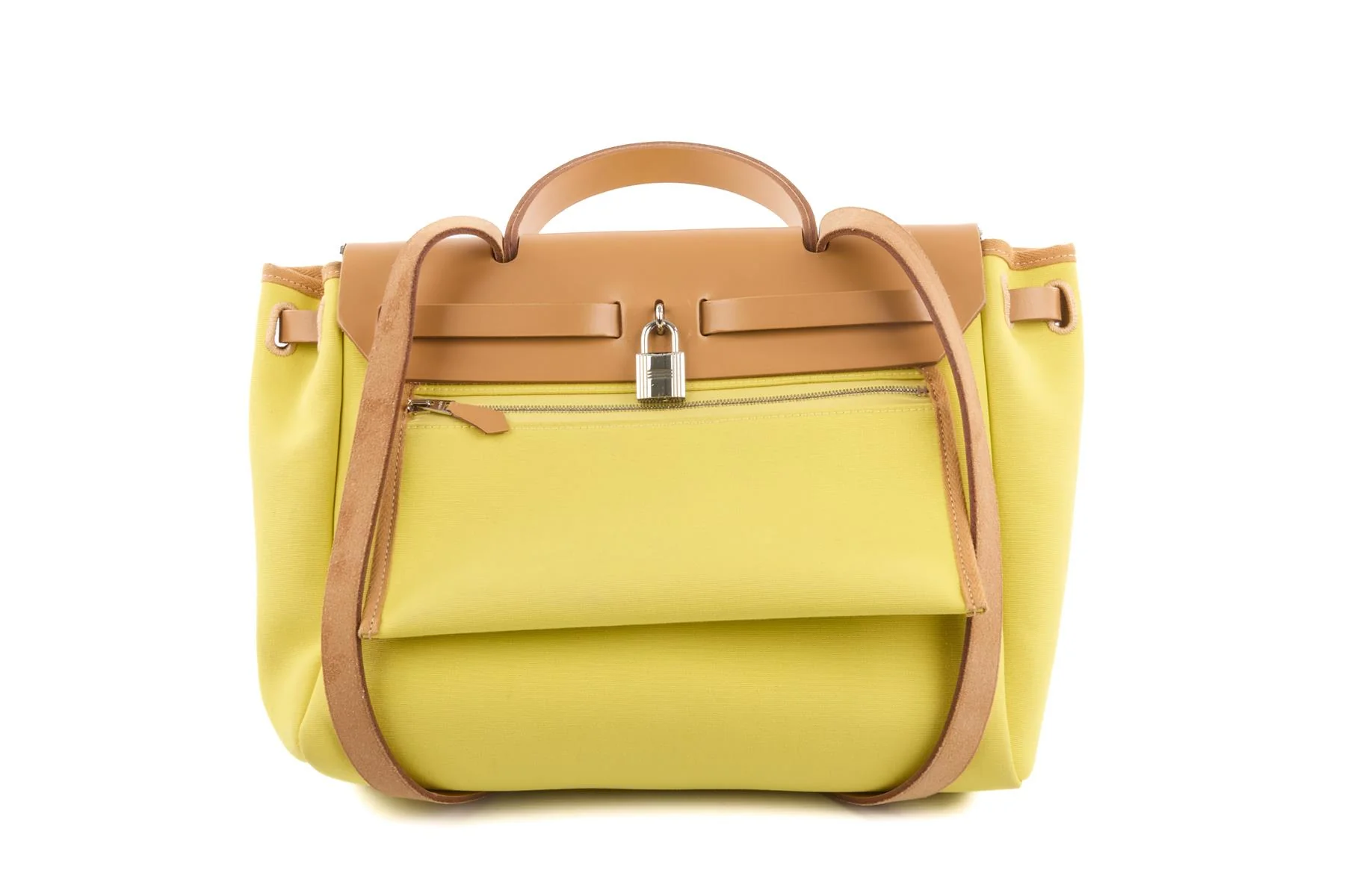 HERMÈS YELLOW 2020 HERBAG 31 CANVAS SHOULDER BAG IN JAUNE CITRON - Image 7