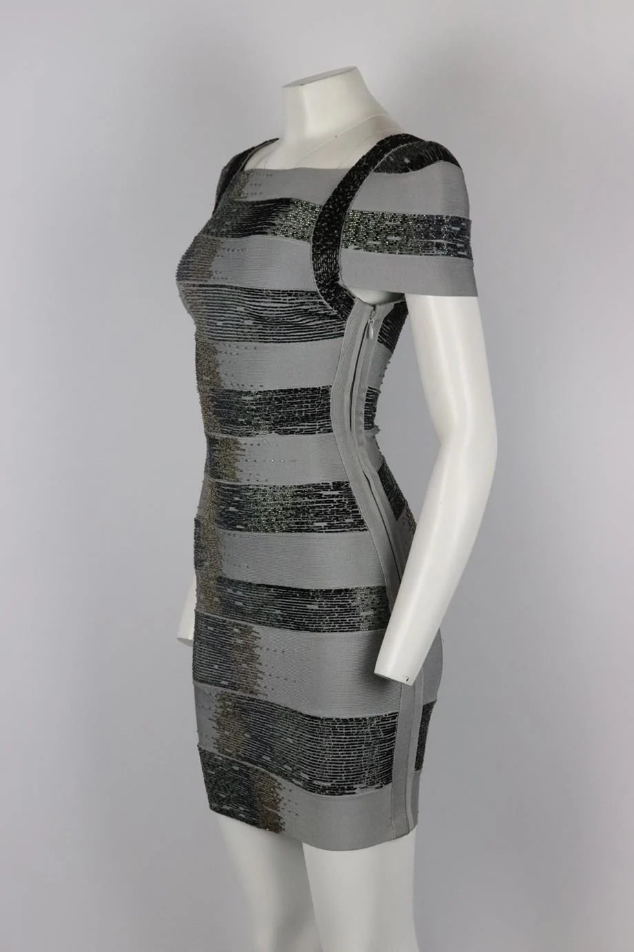 HERVE LEGER BEAD EMBELLISHED BANDAGE MINI DRESS XXSMALL - Image 3