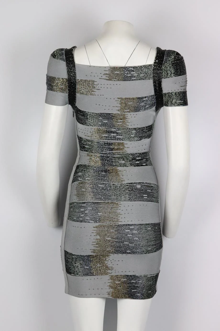 HERVE LEGER BEAD EMBELLISHED BANDAGE MINI DRESS XXSMALL - Image 4
