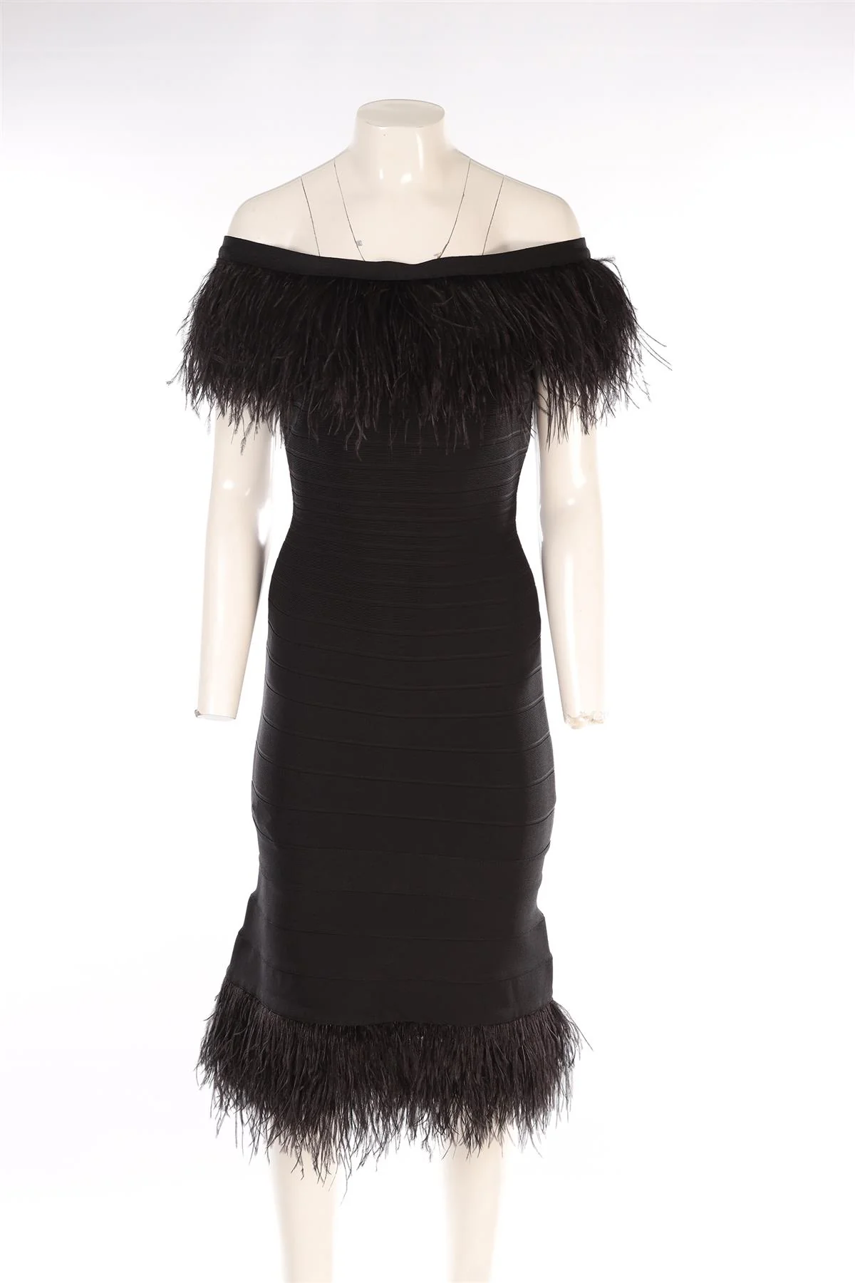 HERVE LEGER BLACK BANDAGE MIDI DRESS SMALL - Image 2
