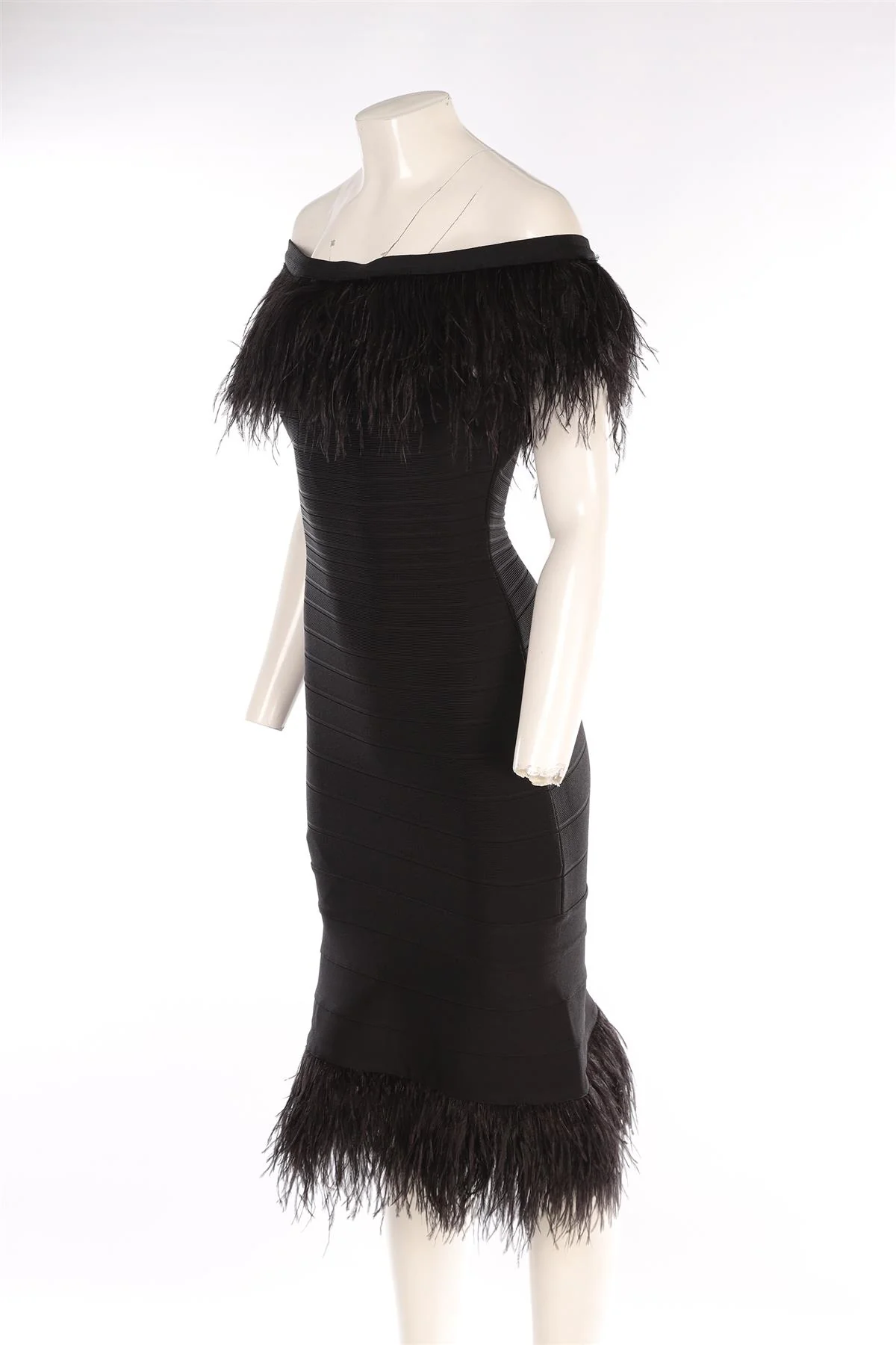 HERVE LEGER BLACK BANDAGE MIDI DRESS SMALL - Image 3