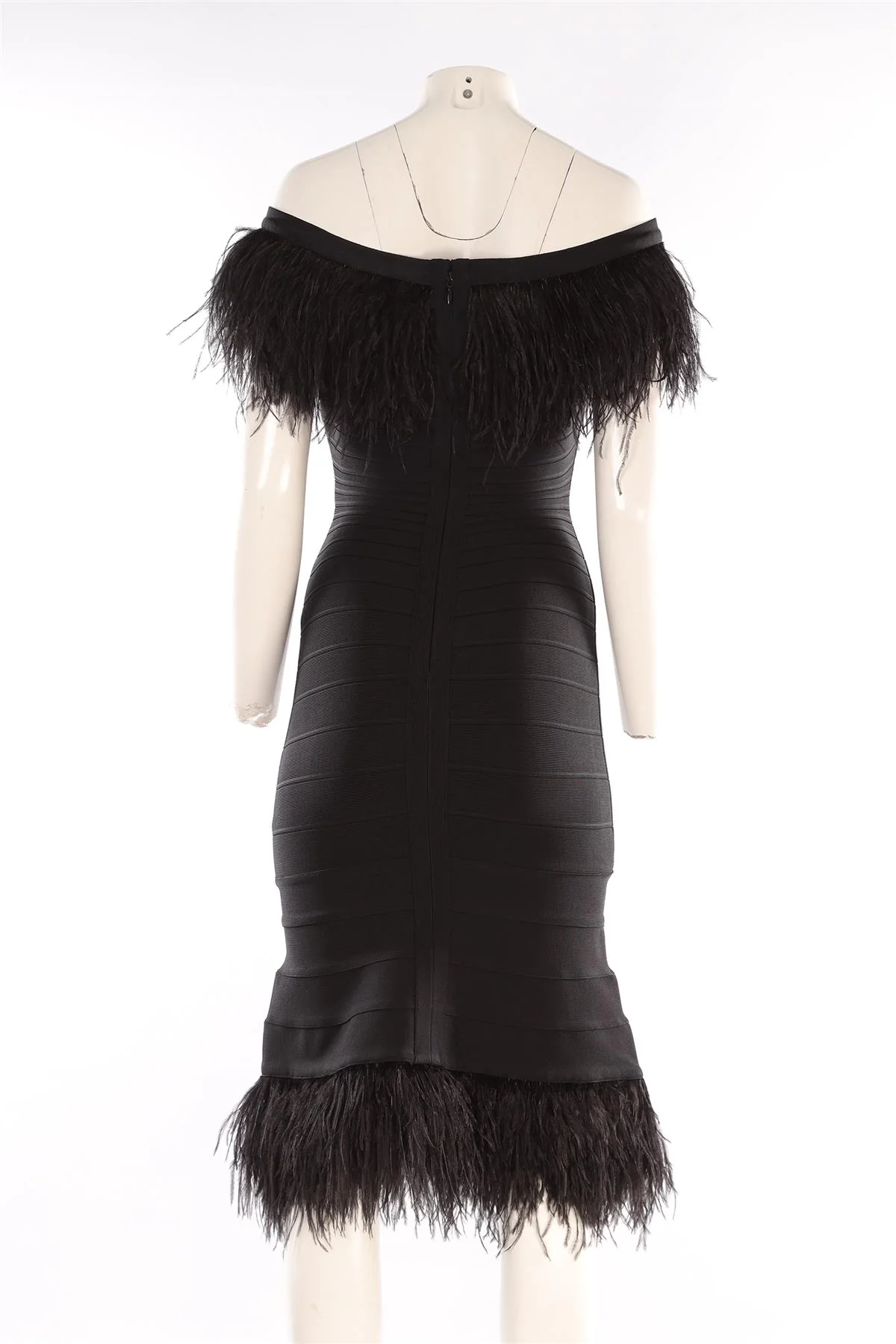 HERVE LEGER BLACK BANDAGE MIDI DRESS SMALL - Image 4