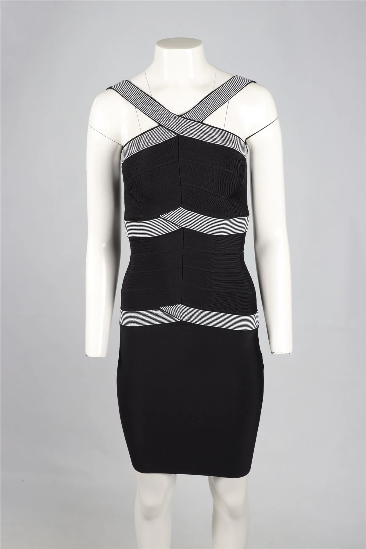 HERVE LEGER BLACK BANDAGE MINI DRESS XXSMALL - Image 2