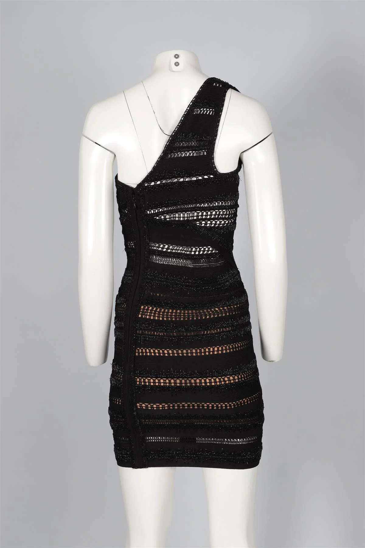 HERVE LEGER BLACK BEAD AND KNIT MINI DRESS XSMALL - Image 4