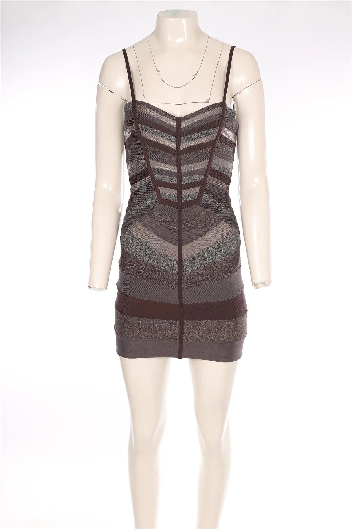 HERVE LEGER GREY BANDAGE MINI DRESS MEDIUM - Image 2