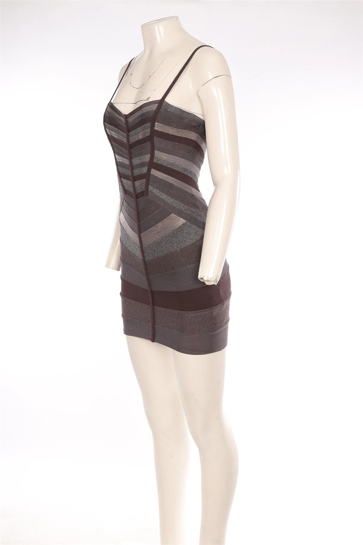 HERVE LEGER GREY BANDAGE MINI DRESS MEDIUM - Image 3