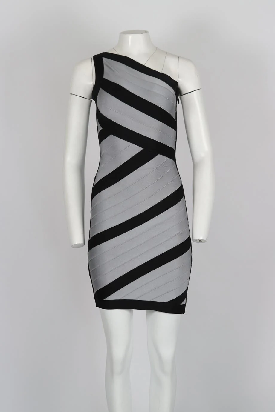 HERVÉ LEGER ONE SHOULDER BANDAGE MINI DRESS SMALL - Image 2