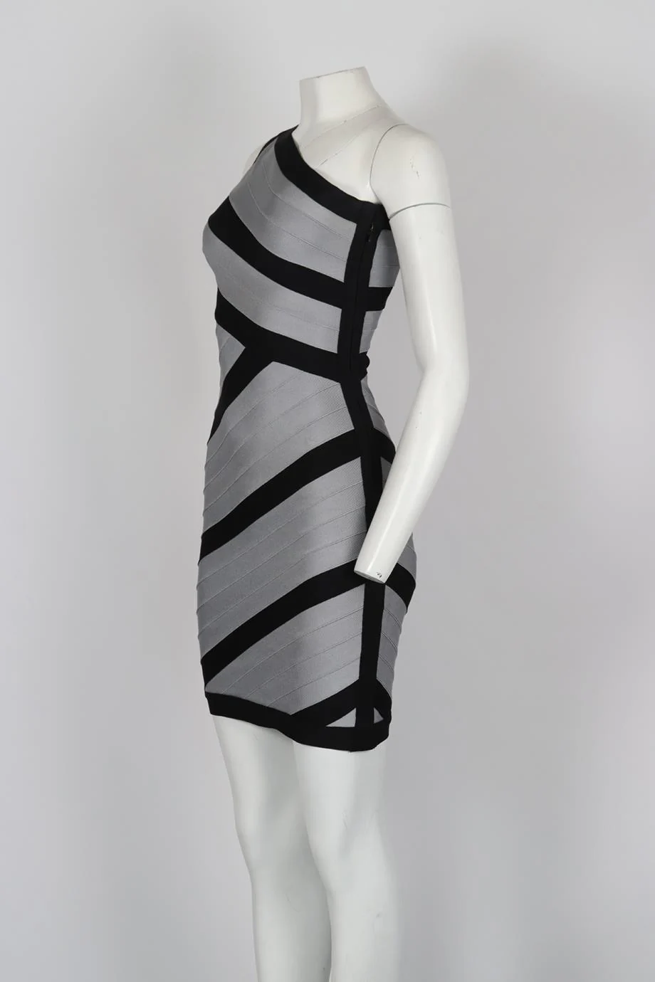 HERVÉ LEGER ONE SHOULDER BANDAGE MINI DRESS SMALL - Image 3