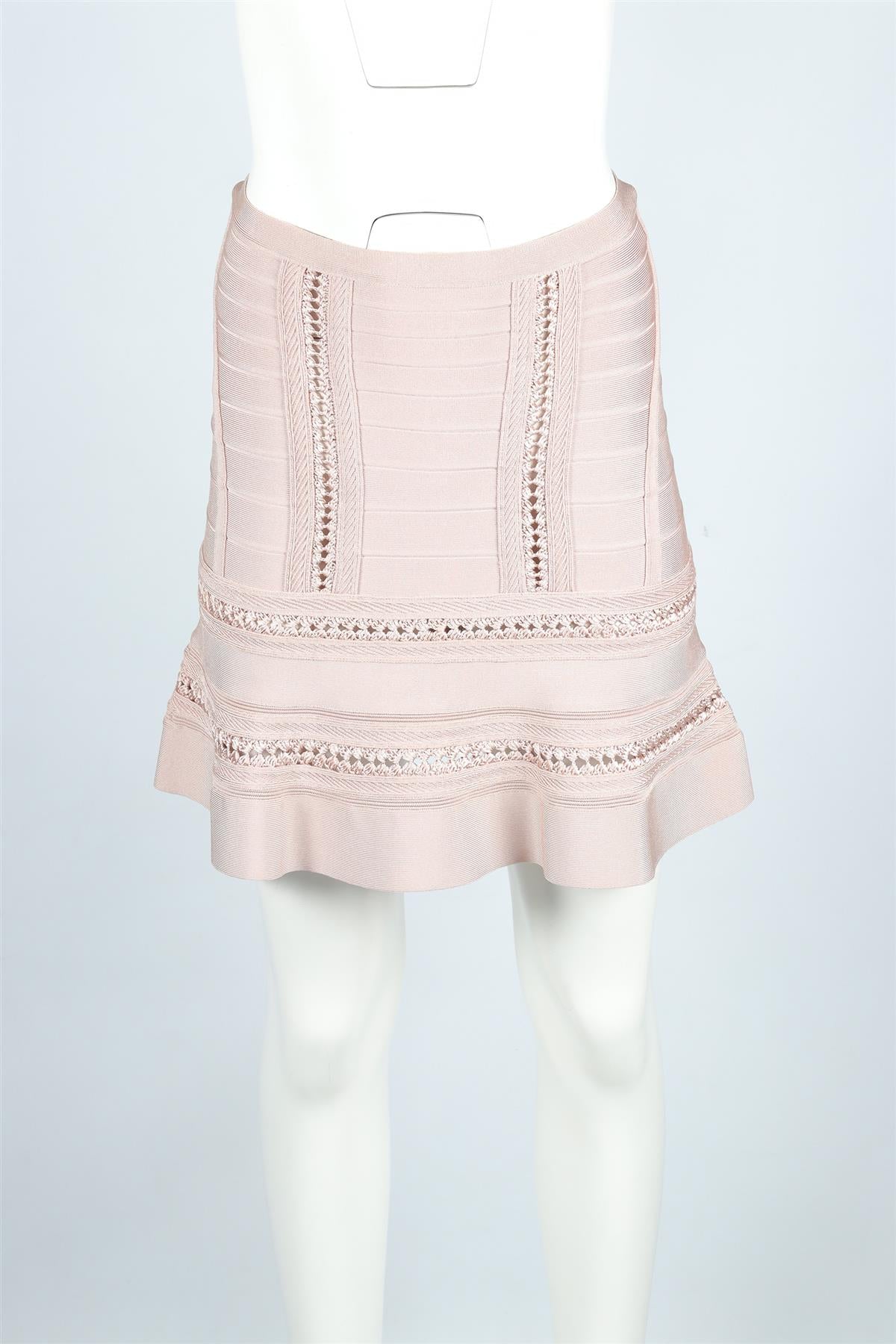 HERVE LEGER PINK BANDAGE MINI SKIRT XSMALL - Image 2