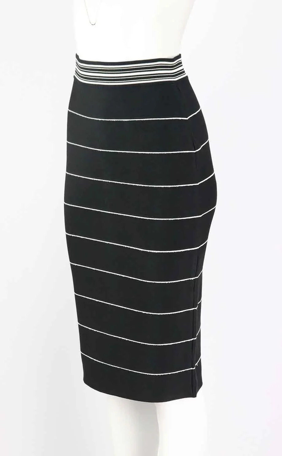 HERVÉ LÉGER STRIPED BANDAGE MIDI SKIRT LARGE - Image 2