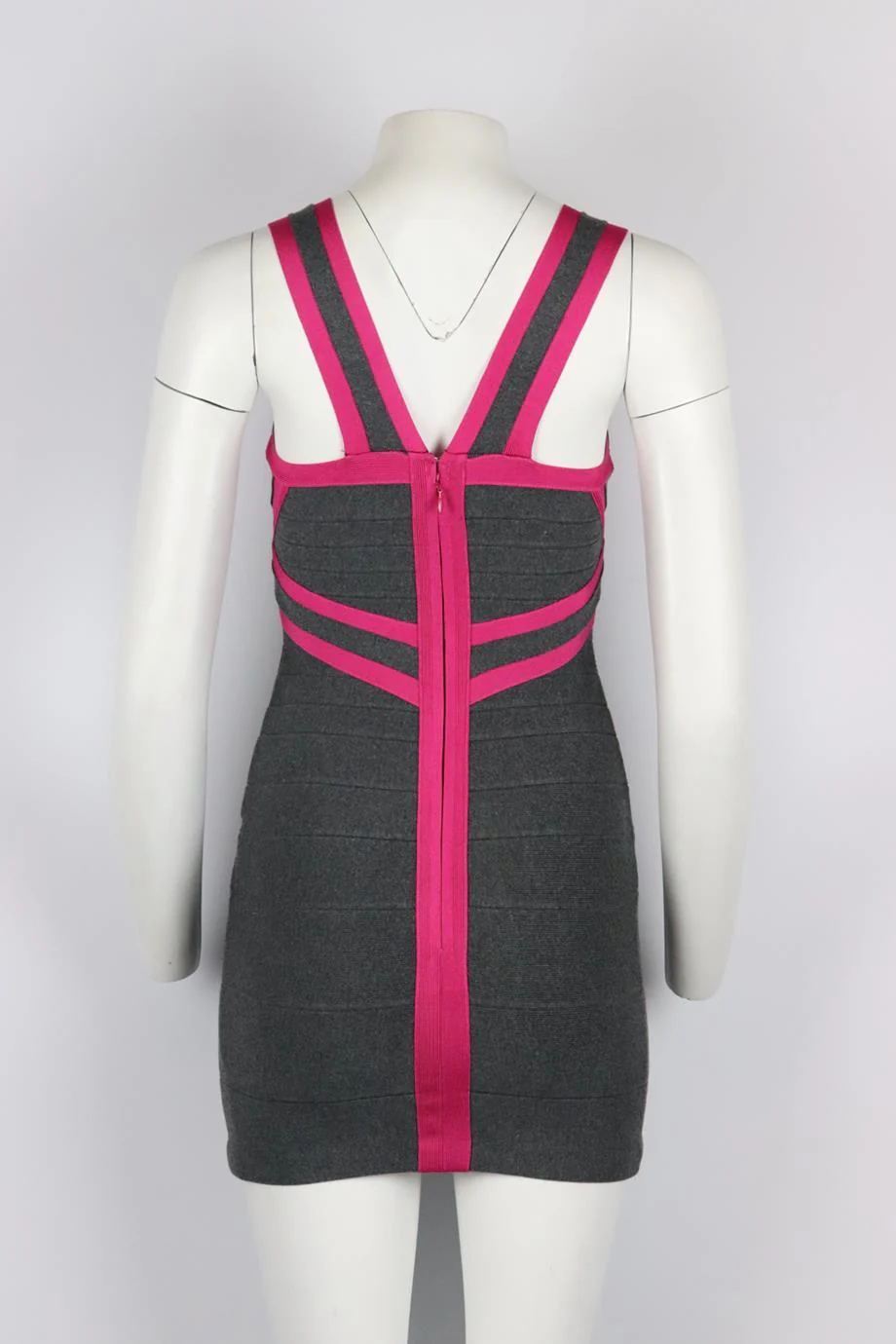 HERVE LEGER TWO TONE BANDAGE MINI DRESS SMALL - Image 4