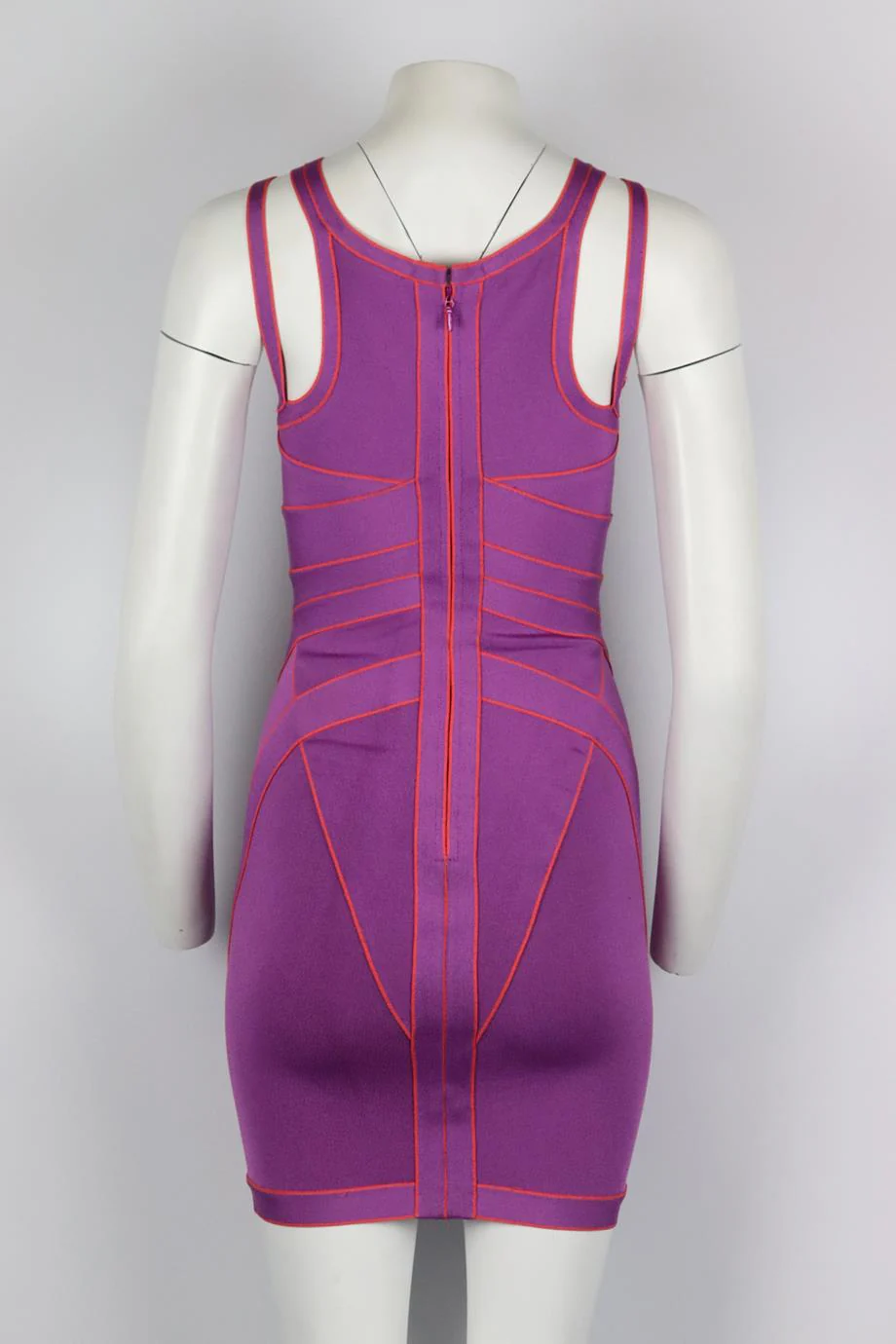HERVE LEGER TWO TONE STRETCH KNIT MINI DRESS SMALL - Image 4