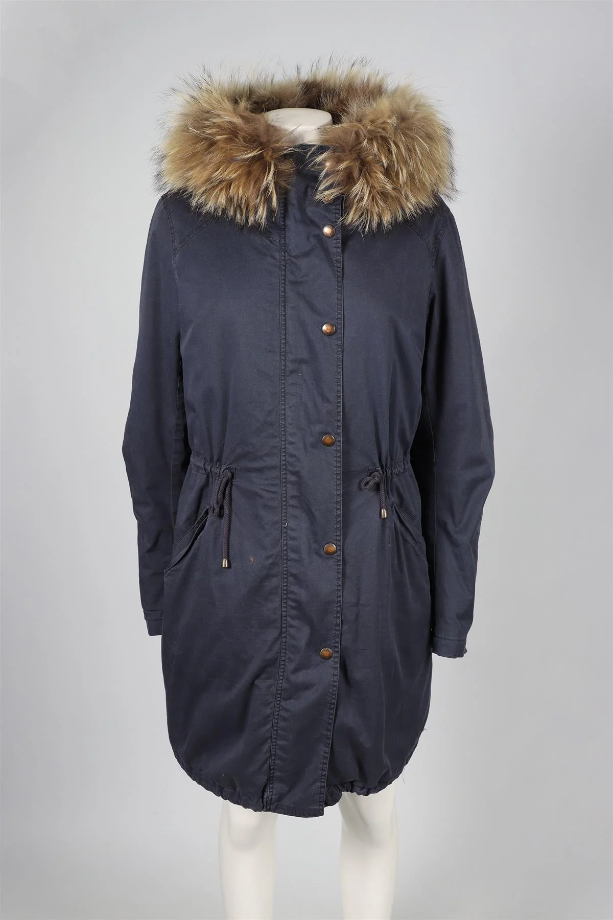 HISTORY REPEATS MICHELLE ROSSI BLUE COTTON AND FUR COAT IT 46 UK 14 - Image 2