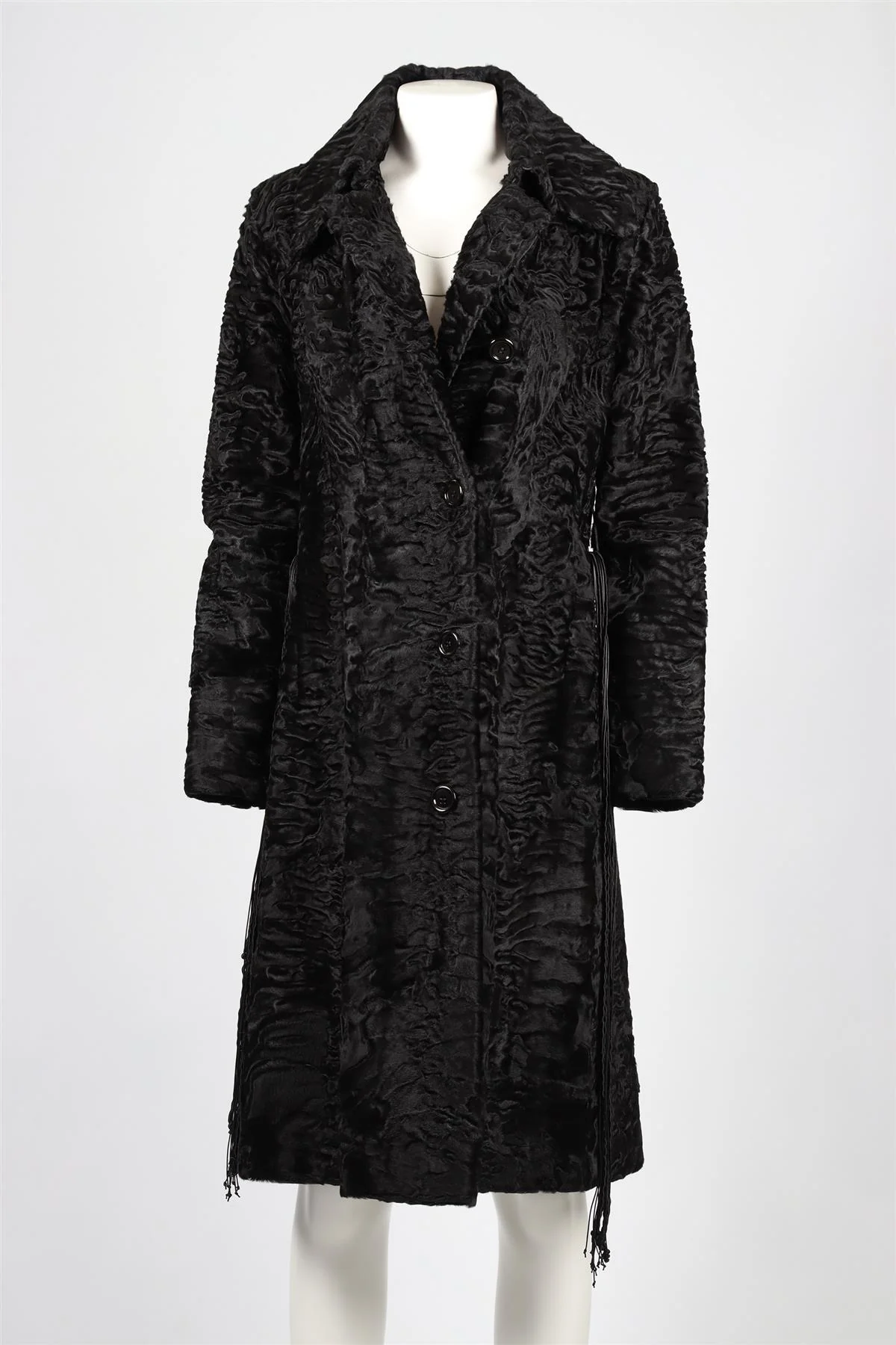 HOCKLEY BLACK PERSIAN FUR COAT FR 42 UK 14 - Image 2