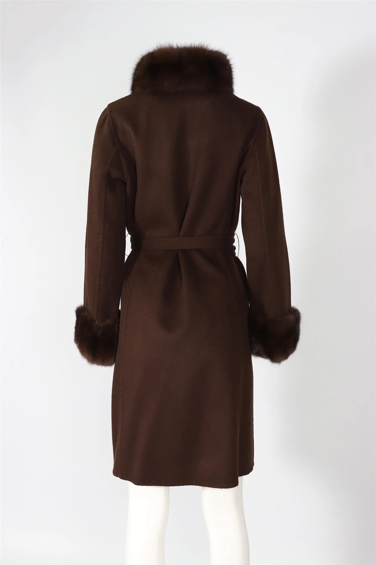 HOCKLEY BROWN SABLE FUR AND CASHMERE COAT FR 42 UK 14 - Image 4