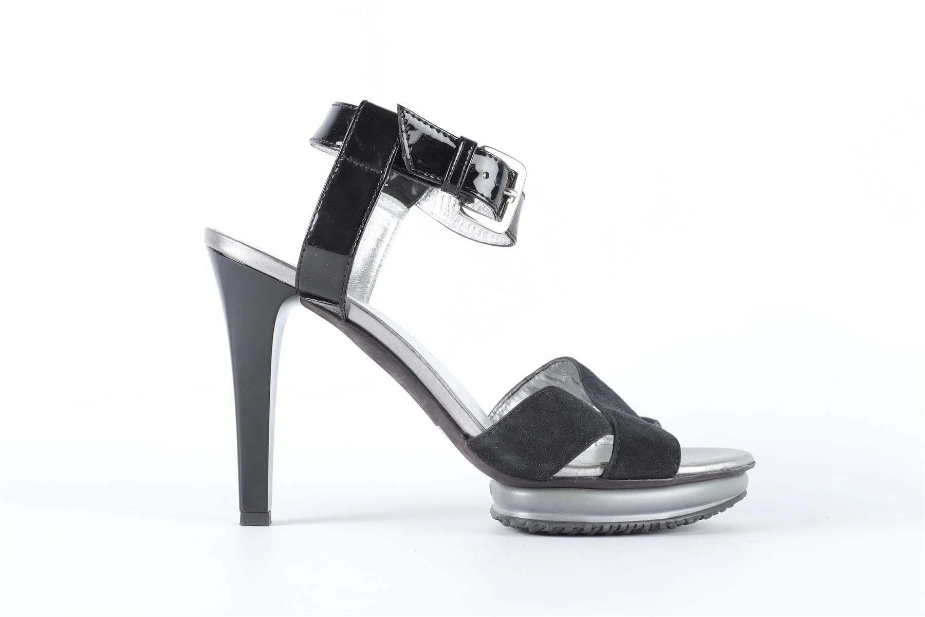 HOGAN BLACK PATENT LEATHER AND SUEDE SANDALS EU 37 UK 4 US 7 - Image 2