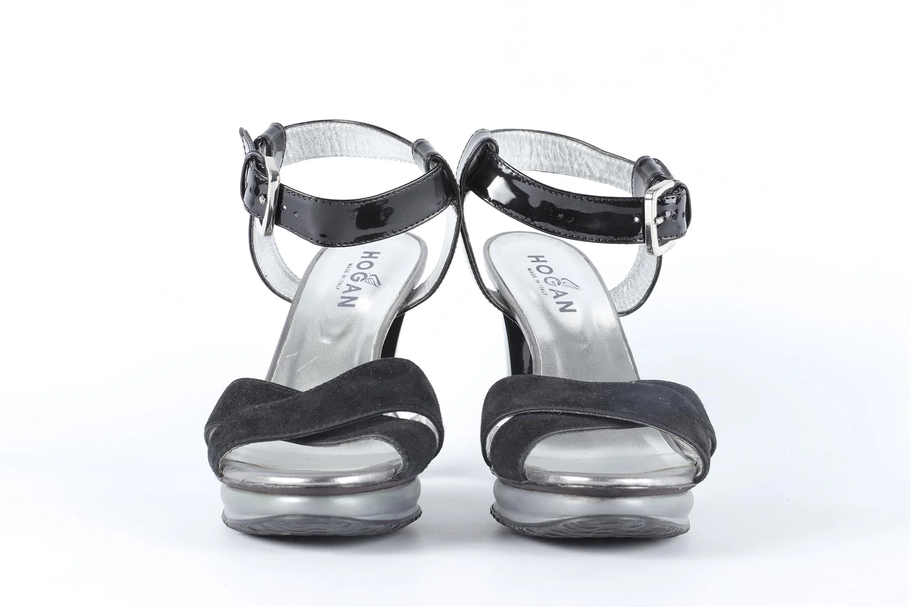 HOGAN BLACK PATENT LEATHER AND SUEDE SANDALS EU 37 UK 4 US 7 - Image 3