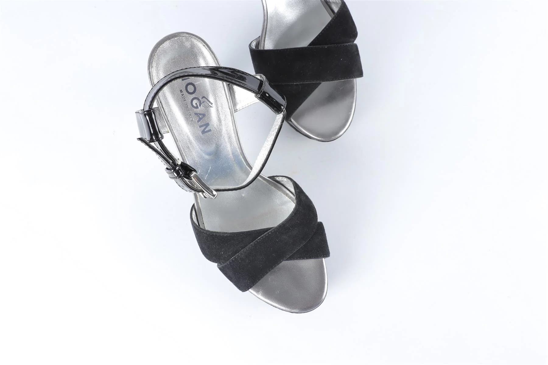 HOGAN BLACK PATENT LEATHER AND SUEDE SANDALS EU 37 UK 4 US 7 - Image 4