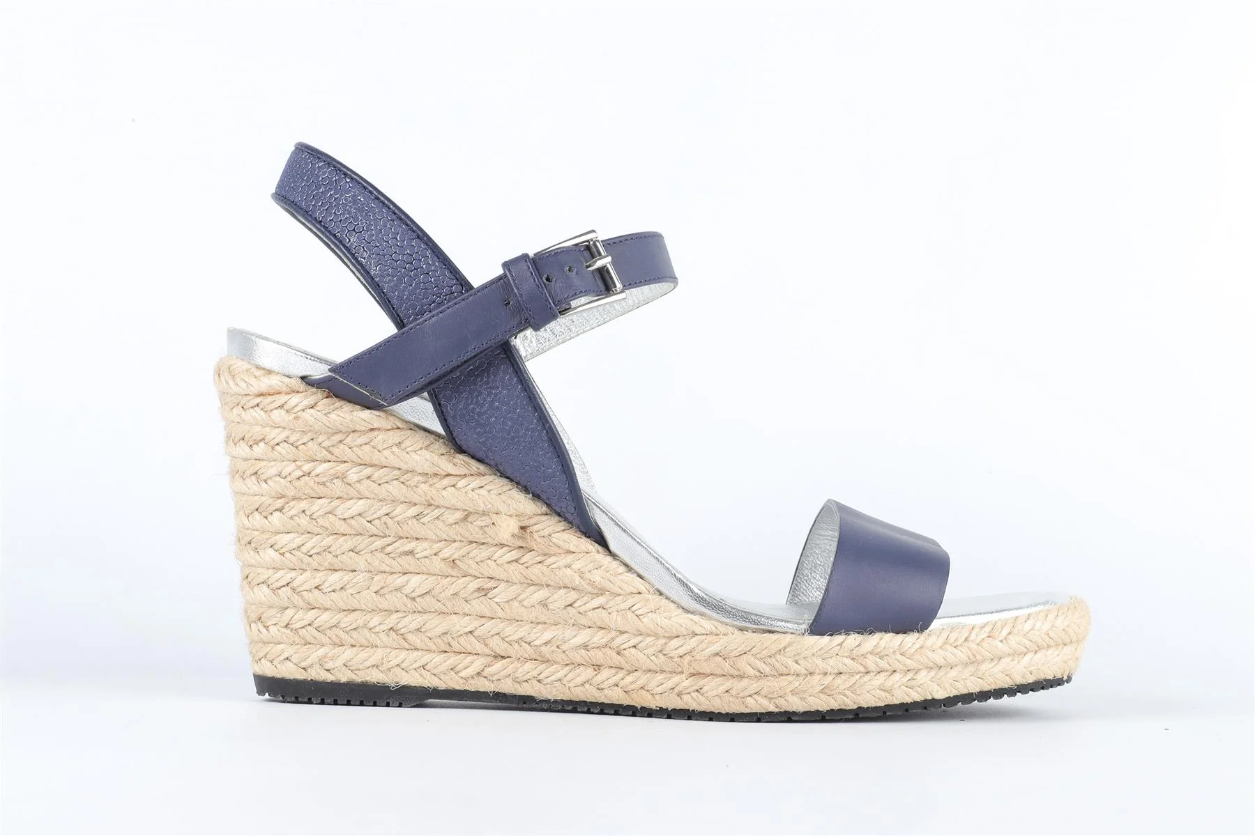 HOGAN NAVY LEATHER WEDGE SANDALS EU 38 UK 5 US 8 - Image 2