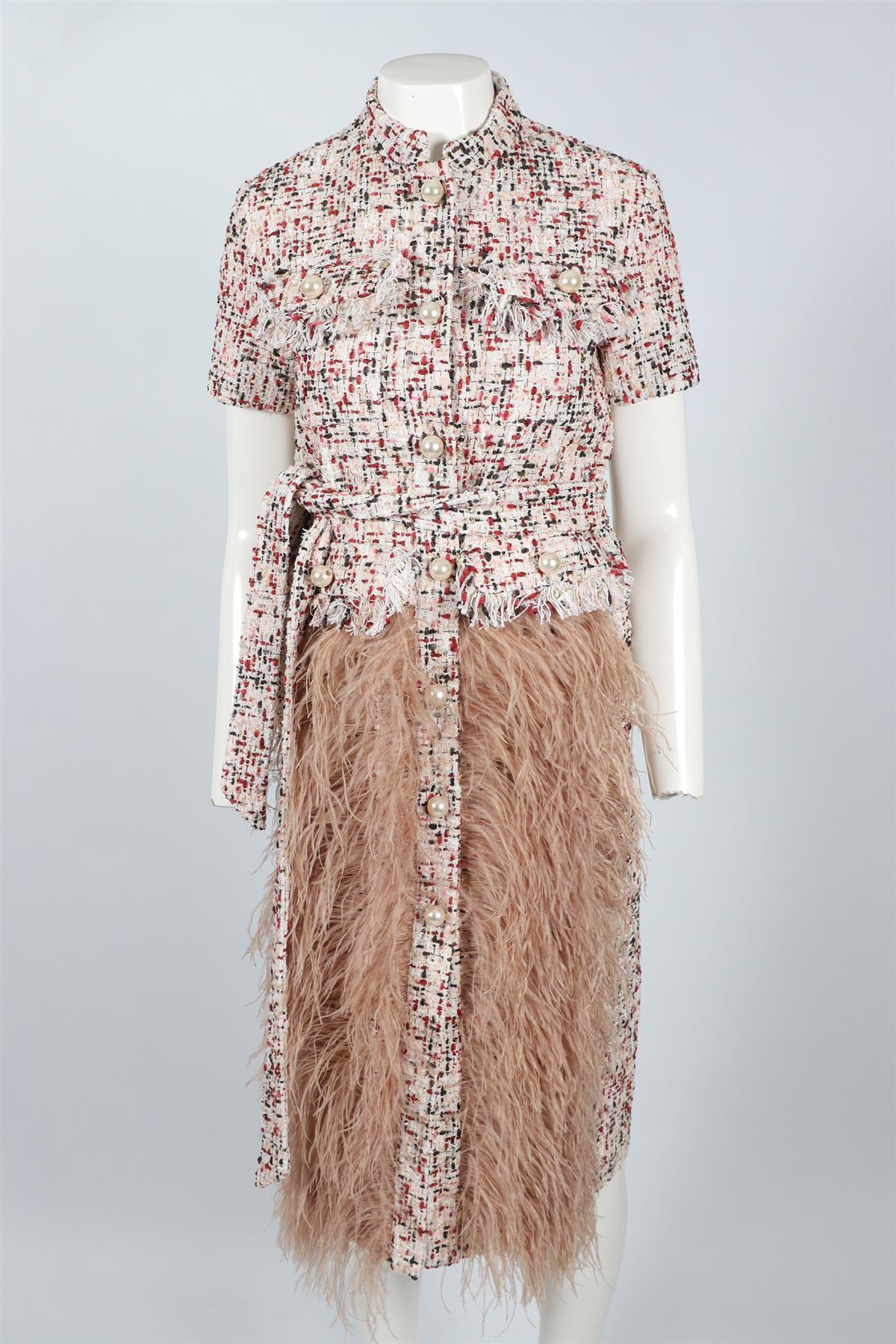 HUISHAN ZHANG PINK TWEED MAXI DRESS UK 8 - Image 2