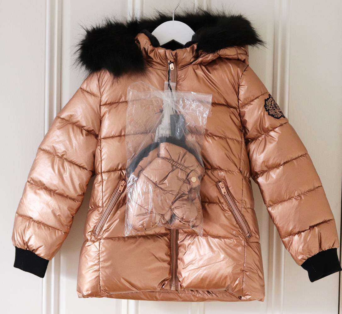 IKKS KIDS GIRLS METALLIC MITTENS AND JACKET SET 8 YEARS - Image 2